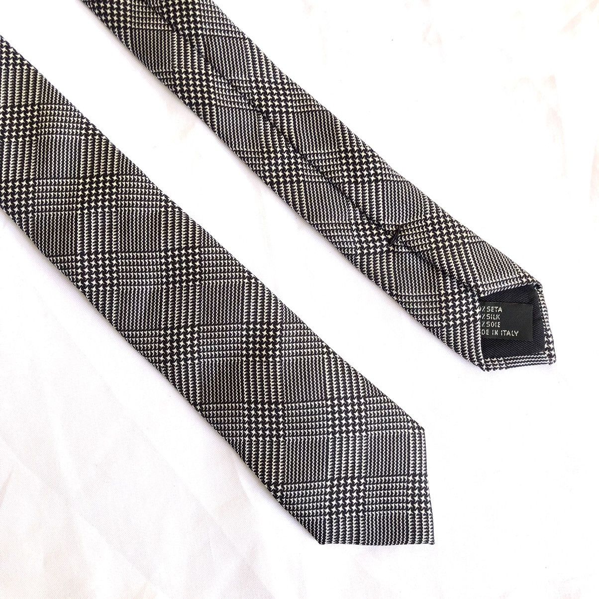 Prada PRADA MILANO Black White Tartan Slim Silk Tie Size ONE SIZE - 3 Thumbnail