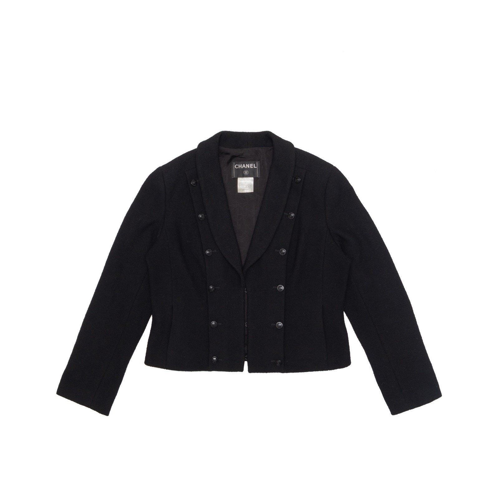 Chanel CHANEL Cropped Bouclé Camélia Double Breasted Wool Jacket Size L / US 10 / IT 46 - 1 Thumbnail