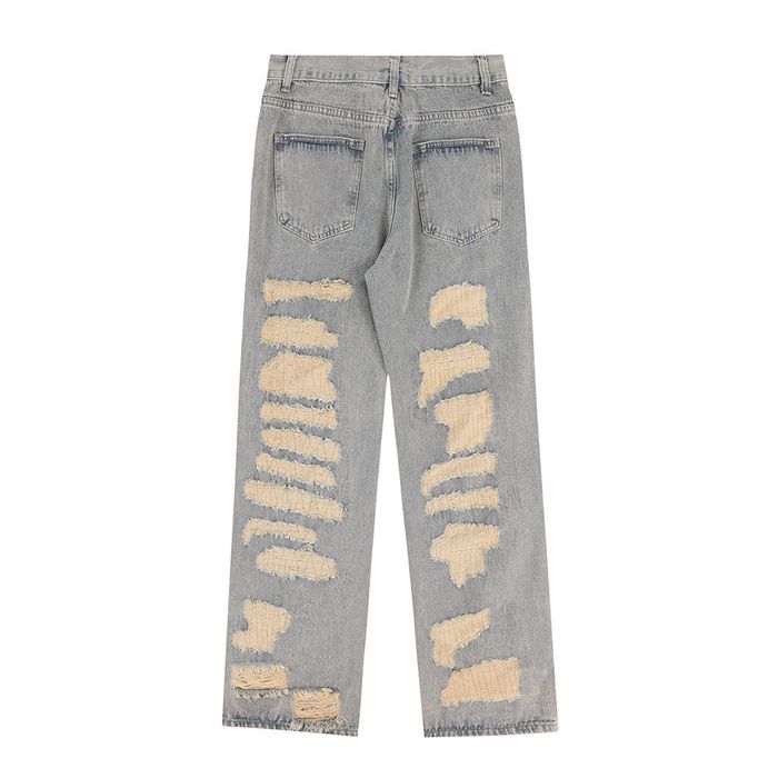 Vintage #30 Distressed Embroidery Baggy Denim | Grailed