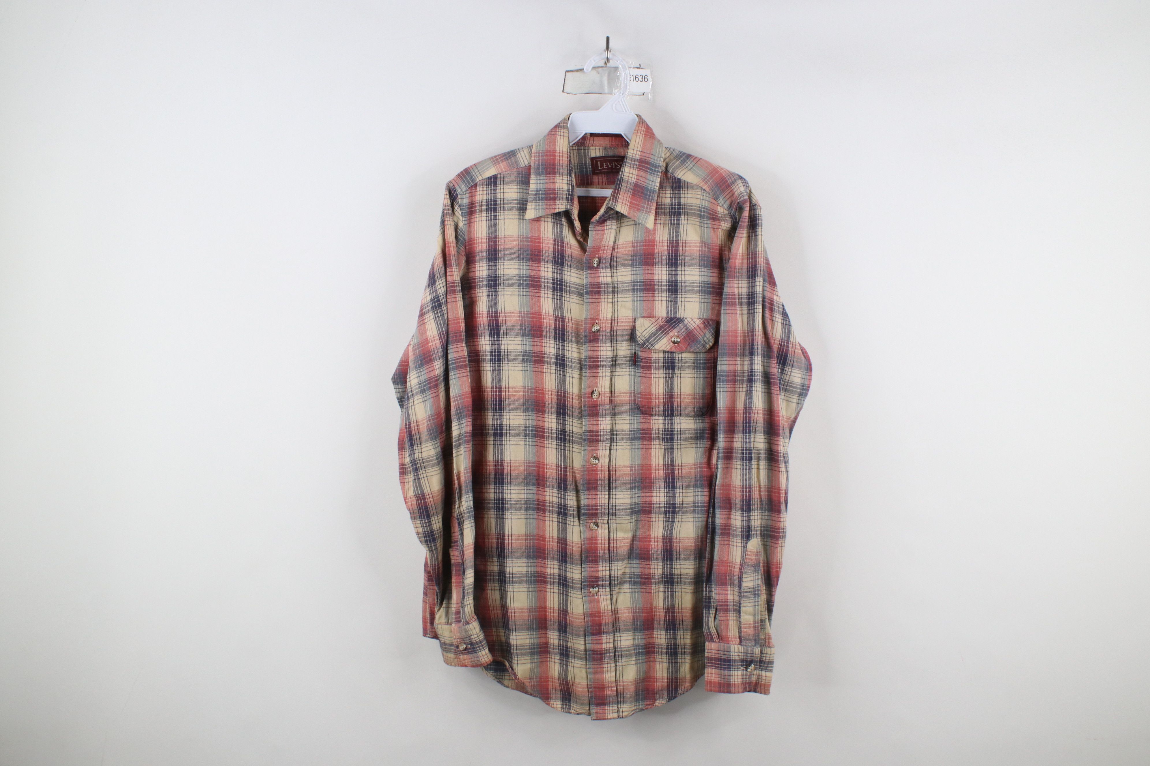 Levi's × Vintage Vintage 70s 80s Levis Flannel Collared Button Shirt Plaid Size US M / EU 48-50 / 2 - 1 Thumbnail