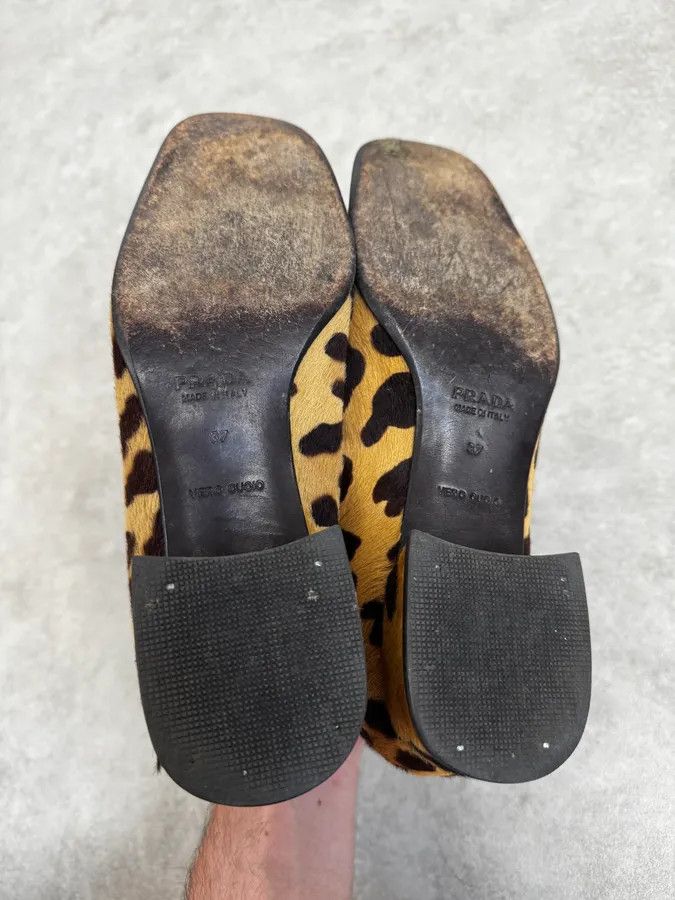Prada 1990s Prada Leopard Block Heel Pony Hair Loafers Size US 6 / IT 36 - 8 Thumbnail