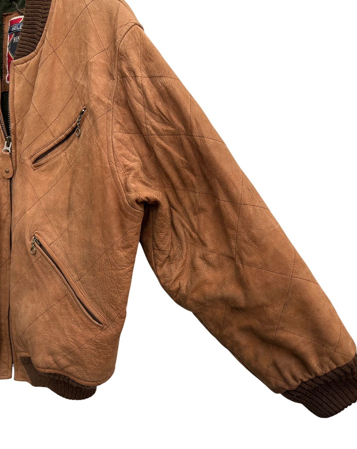 Japanese Brand Vintage Men’s Ba-Tsu Brown Quilted Leather Bomber Jacket Size US M / EU 48-50 / 2 - 7 Thumbnail