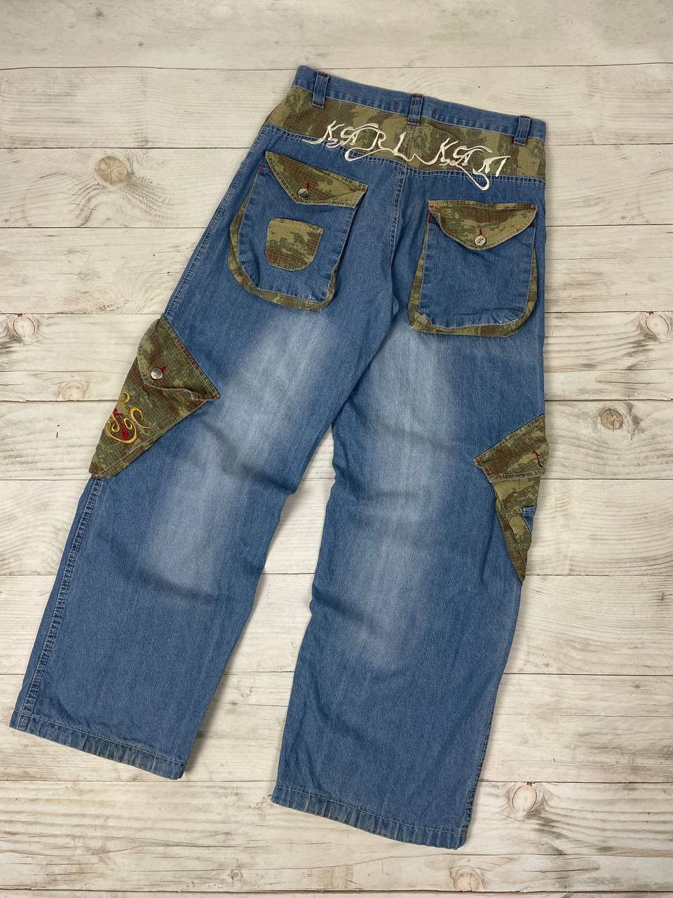Vintage Karl Kani Hip Hop Denim Jeans Cargo Baggy 90s