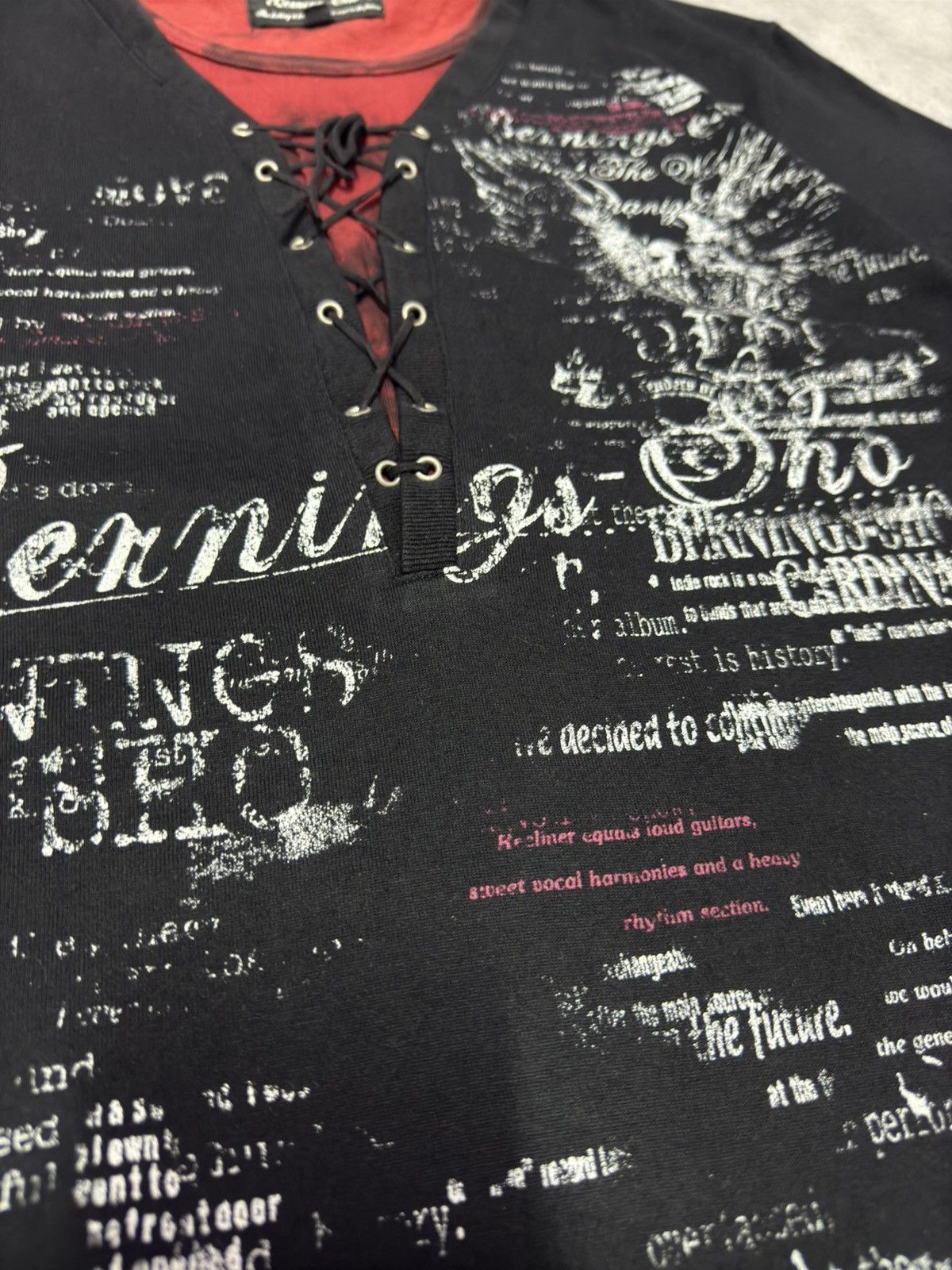 If Six Was Nine 2000s Burning Sho Lace-up Gothic Punk Layered Tshirt Size US S / EU 44-46 / 1 - 7 Thumbnail