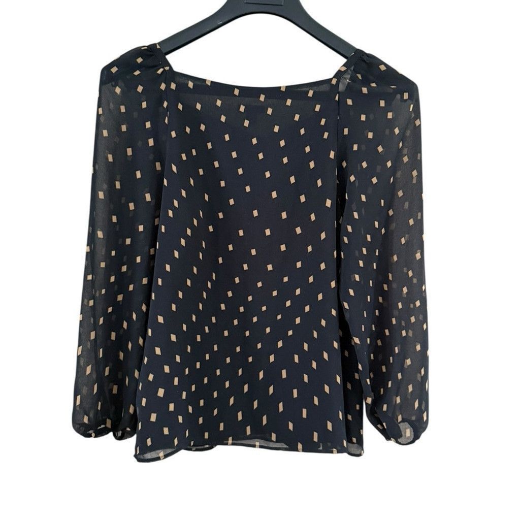 Ann Taylor Ann Taylor Black Blouse with White Dots Size XS / US 0-2 / IT 36-38 - 9 Thumbnail