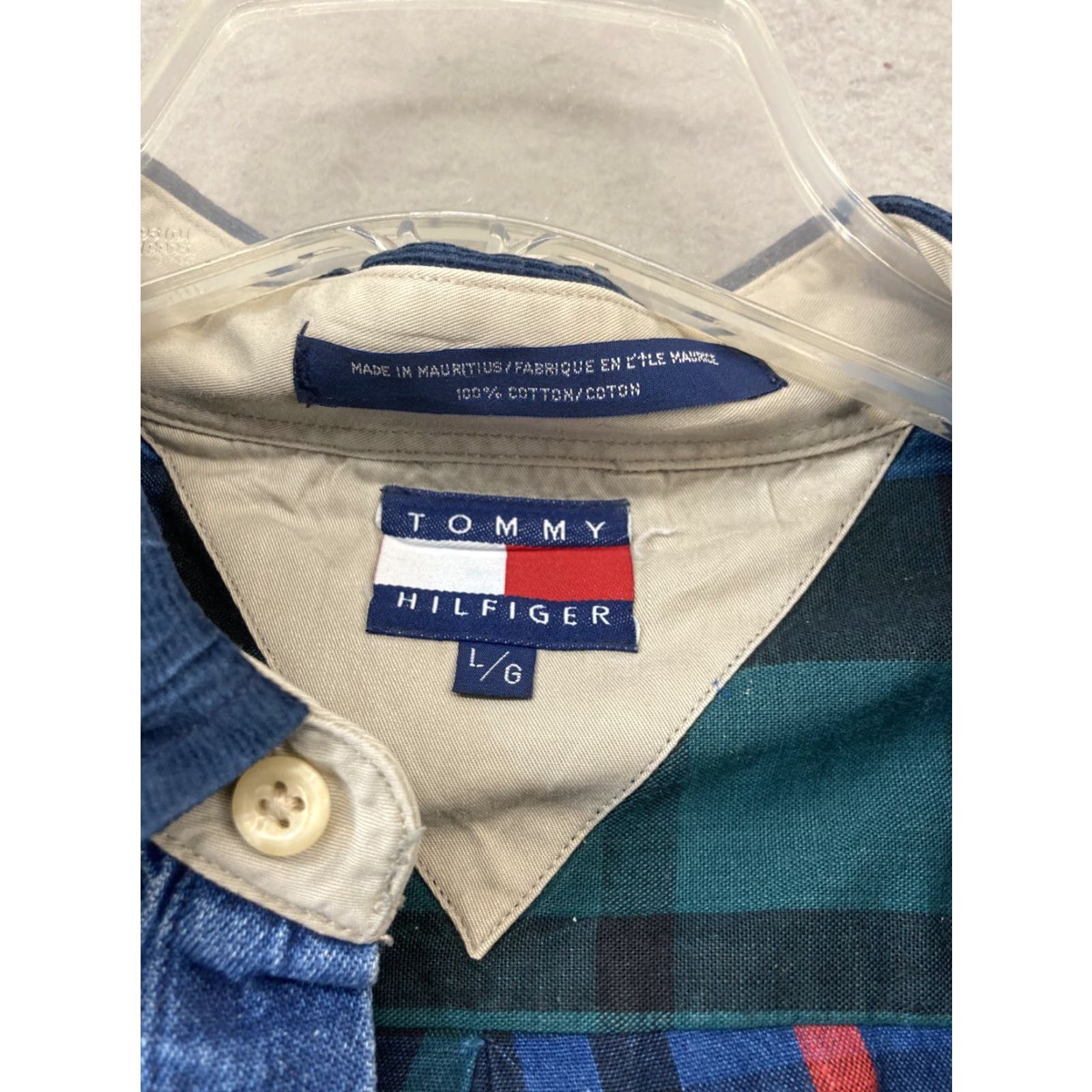 Tommy Hilfiger VTG Tommy Hilfiger Long Sleeve Button Down Shirt Mens L Denim and Green Plaid Size US L / EU 52-54 / 3 - 3 Thumbnail
