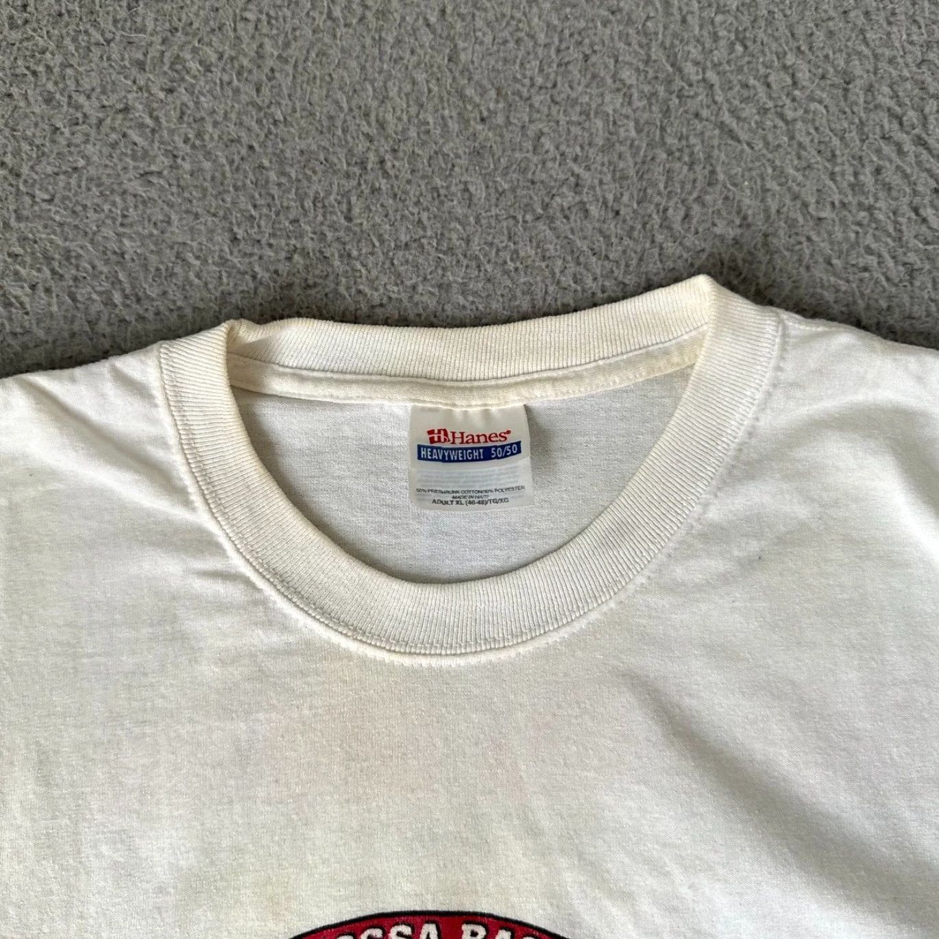 Vintage VINTAGE Baseball Shirt Mens XL White T-Shirt Short Sleeve Crew Neck Sports 80s 90s School USSSA Iowa Men T-Shirt Size US M / EU 48-50 / 2 - 3 Thumbnail
