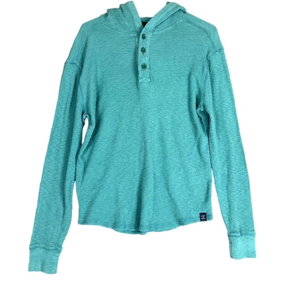 Lucky Brand Lucky Brand Sweater Mens Pullover Knitted Hoodie - Sea Pine 100% Cotton Small Green Thermal Casual Workwear Mens Size US S / EU 44-46 / 1 - 2 Thumbnail