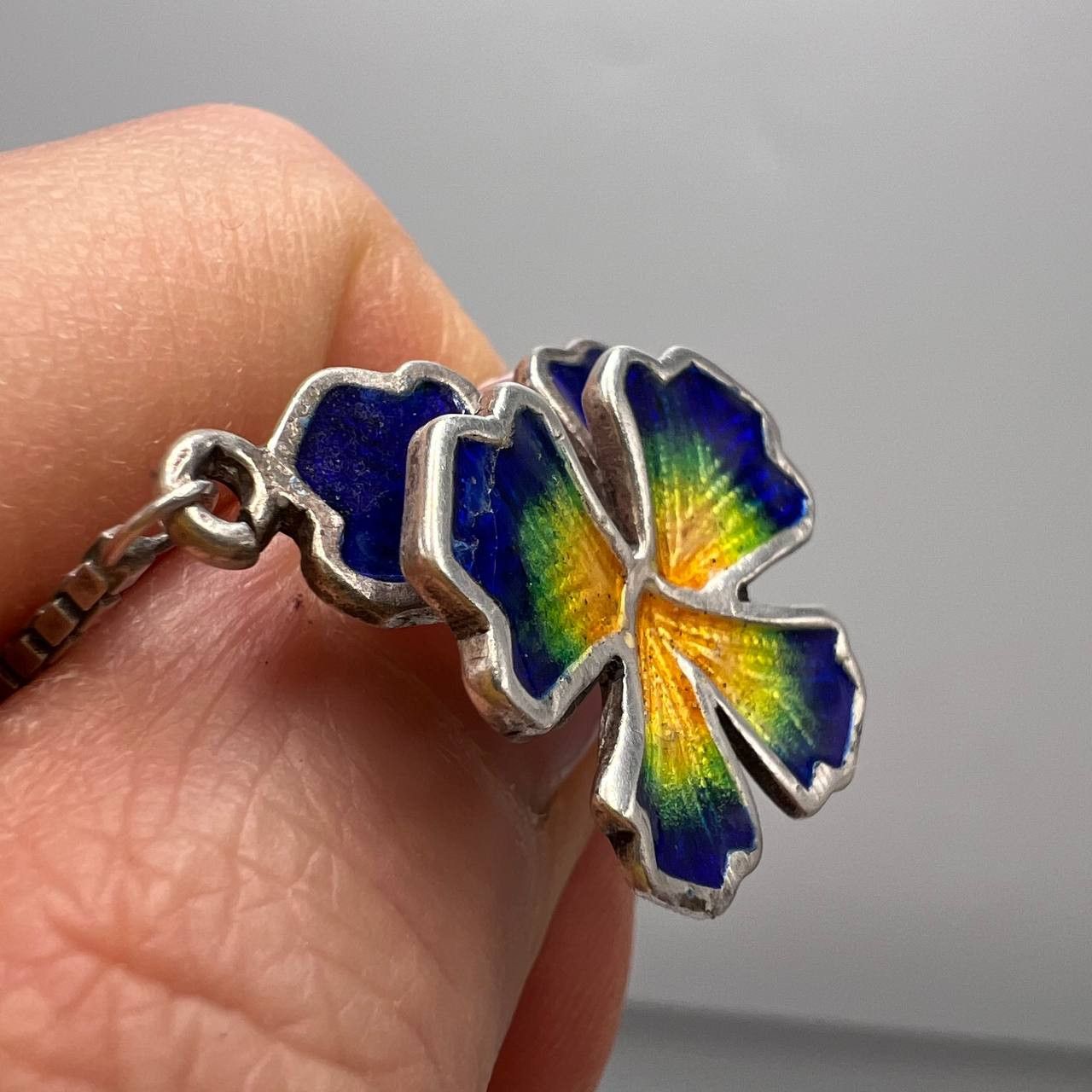 Vintage Vintage Chain Necklace Pendant Enamel Sterling Silver 925 I Size ONE SIZE - 7 Thumbnail
