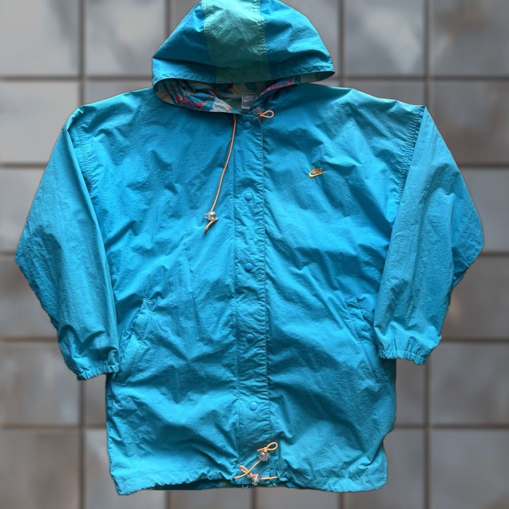 Nike VINTAGE Nike Jacket Medium Teal 90s Flight Windbreaker Sportswear Nike Air Classic Adults Mens Jacket Mid-Length Solid Blue Zip Stand-Up Collar Size US M / EU 48-50 / 2 - 1 Thumbnail