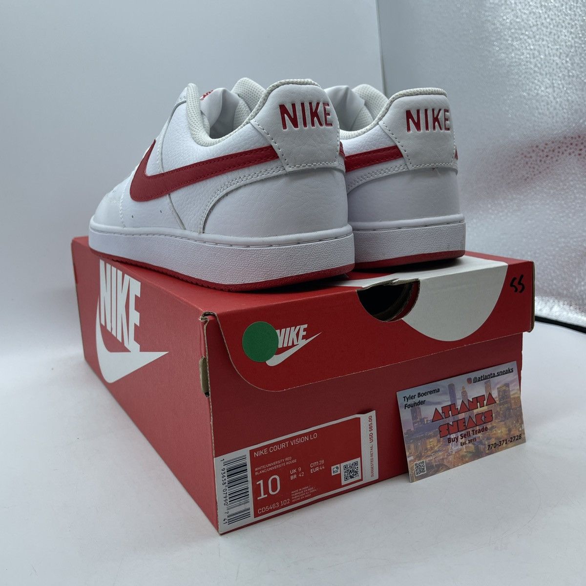 Nike Court vision low white university red Size US 10 / EU 43 - 4 Thumbnail