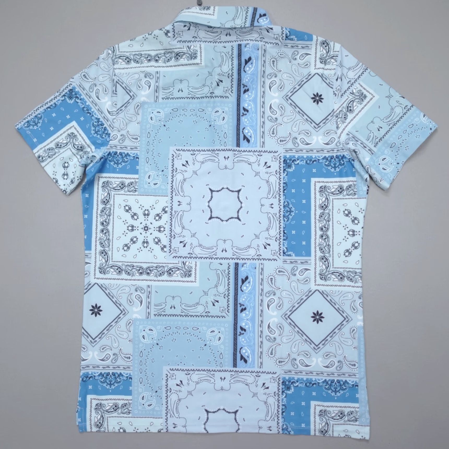 G/FORE G/FORE Polo Shirt Men M Sky Blue Boro Patch Tech Pique All Over Print Golf Polo Size US M / EU 48-50 / 2 - 7 Thumbnail