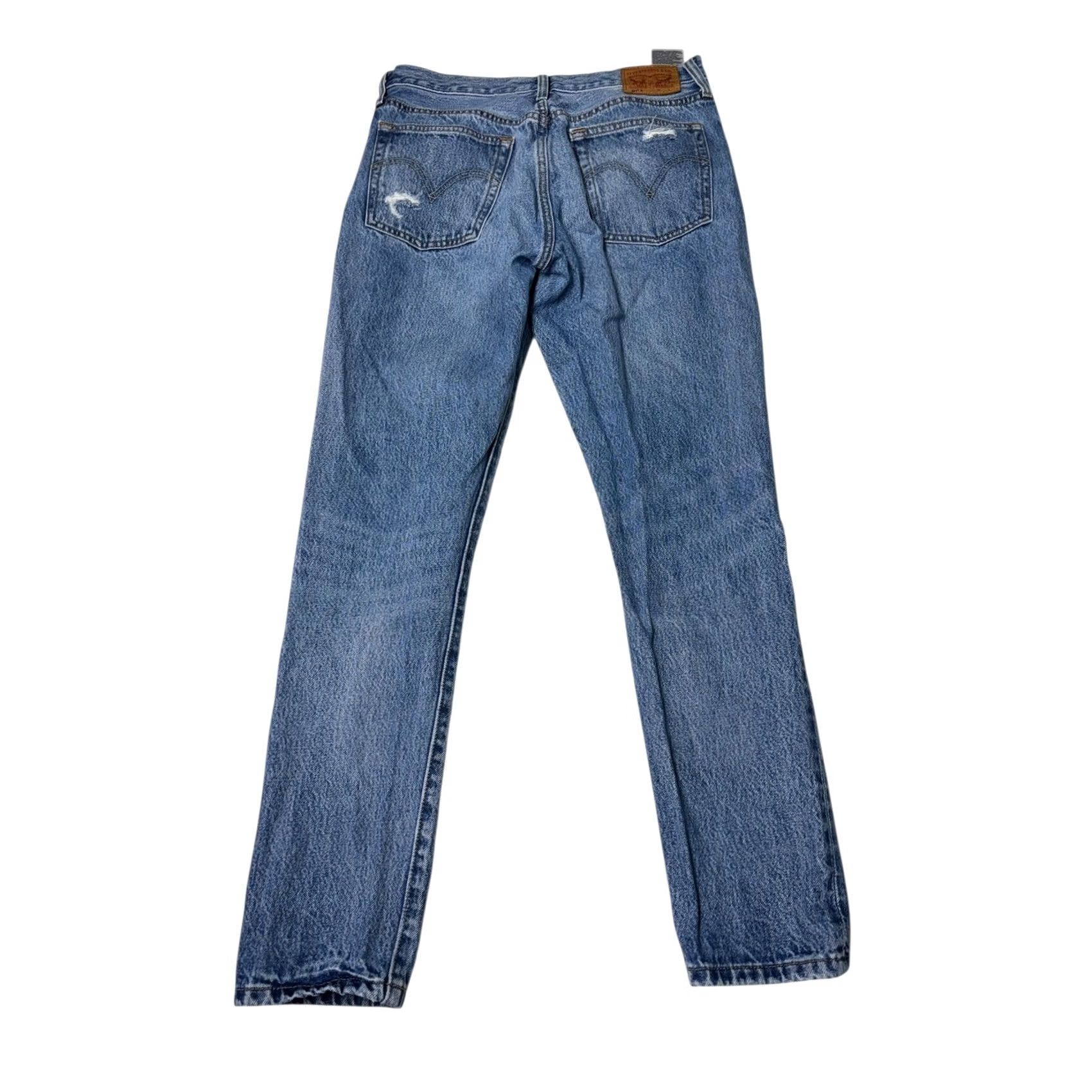 Levi's VINTAGE Levi's 501 Women Jeans Straight Jeans Women Medium Wash Distressed Button Fly Slim 29x30 Blue 5-Pocket Denim 100% Cotton Womens Size 29" - 7 Thumbnail
