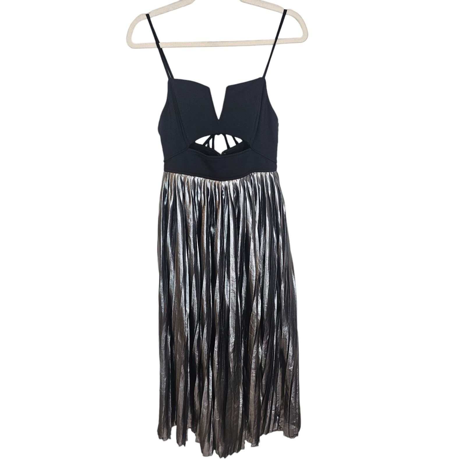 Free People Free People Metallic Piper Midi Dress Pleated Holiday S Size S / US 4 / IT 40 - 1 Thumbnail