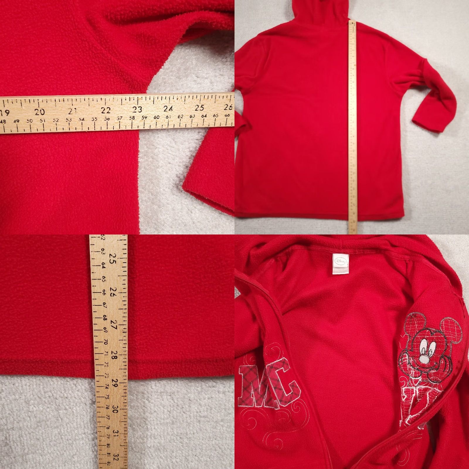 Disney Disney Mickey Mouse Hoodie Womens 1X Full Zip Sweatshirt Jacket Red Embroidered Size XL / US 12-14 / IT 48-50 - 8 Thumbnail