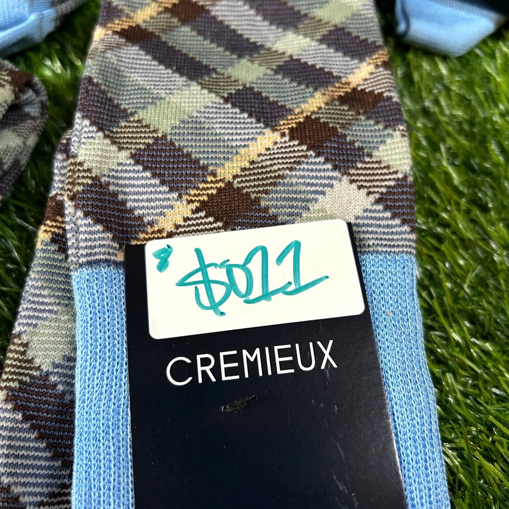 Cremieux Cremieux Dress Socks Men's Italian Cotton Blend Plaid Blue Multicolor NWT 6-12.5 Socks Mid Calf All Seasons Breathable Boys? Size ONE SIZE - 7 Thumbnail
