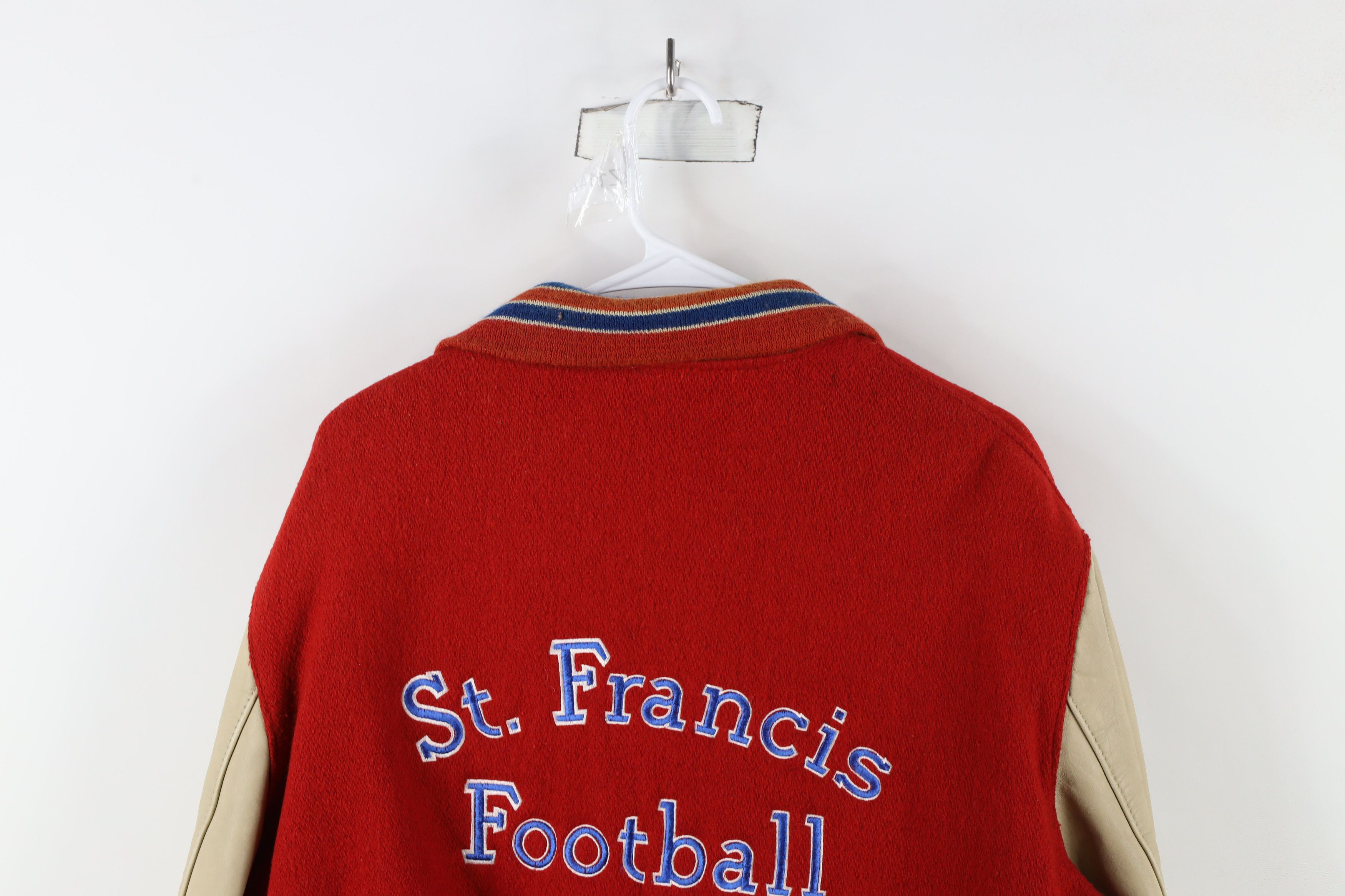Vintage Vintage 90s Wool Leather St Francis Football Varsity Jacket Size US L / EU 52-54 / 3 - 14 Thumbnail