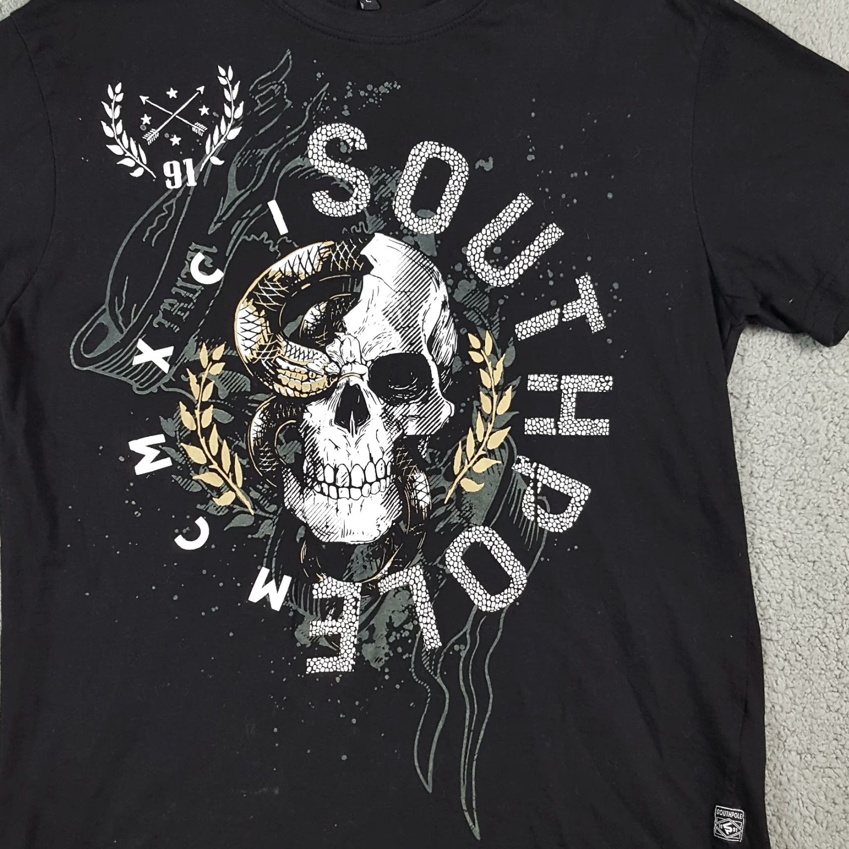 Southpole VINTAGE Southpole Skull Logo T-Shirt Men Large Black Retro Grunge 90s 00s Y2K Skate Size US L / EU 52-54 / 3 - 2 Thumbnail