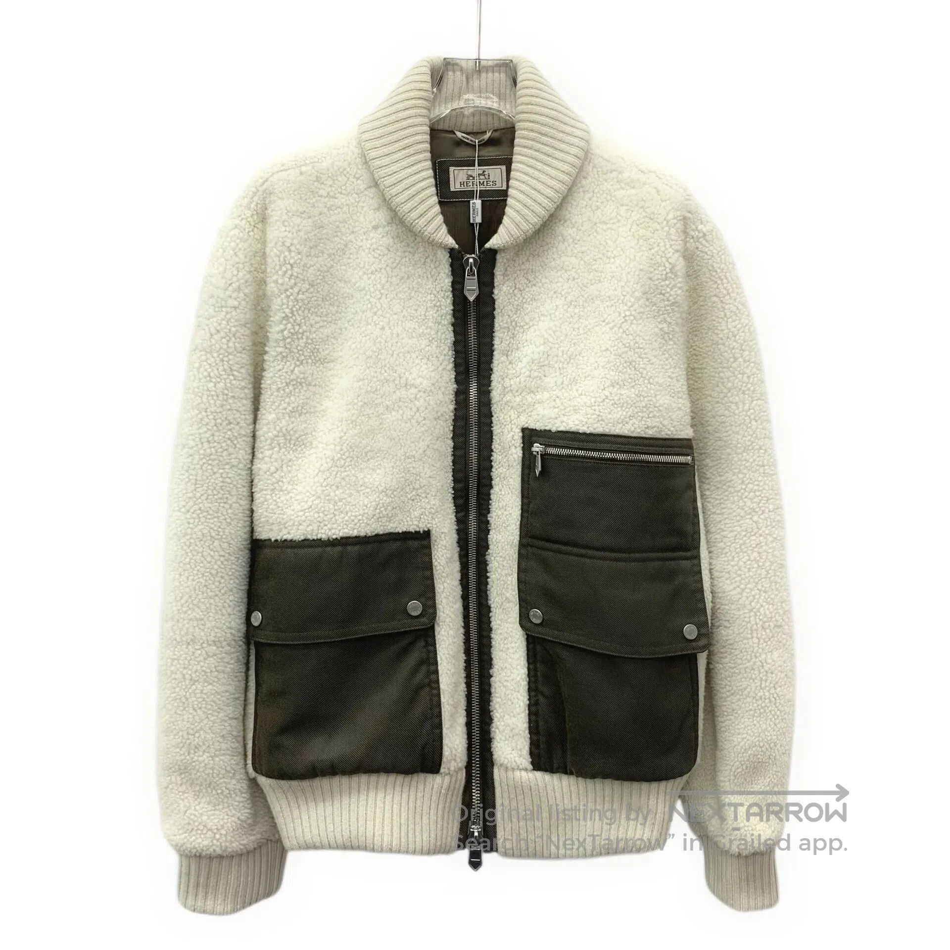 Hermes Hermes White collar zip-up wool fur baseball jacket| Size US S / EU 44-46 / 1 - 1 Thumbnail
