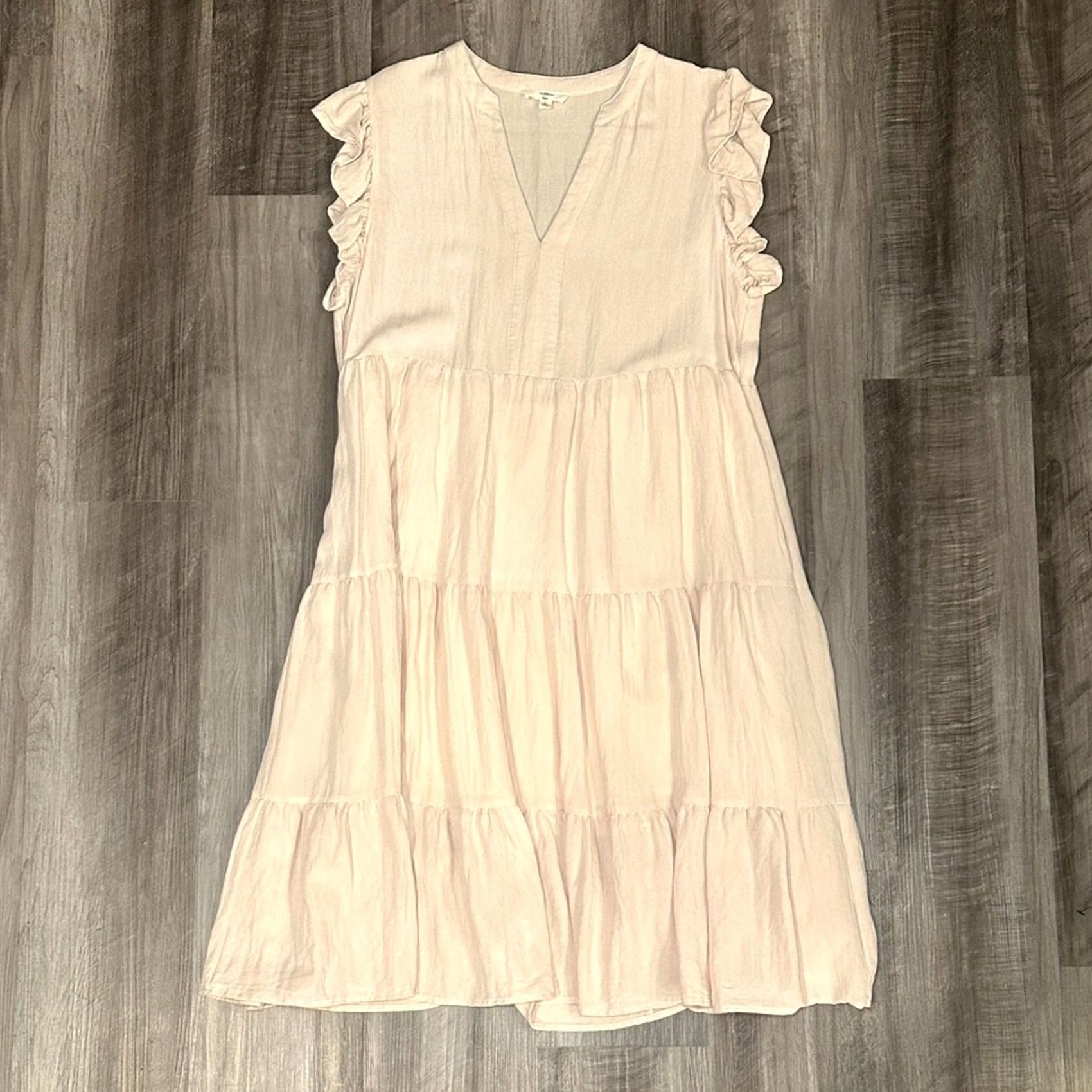Vintage Entro Classic Tiered Sleeveless Ruffle Midi Dress Large Women Cream Midi Dress Size L / US 10 / IT 46 - 2 Thumbnail