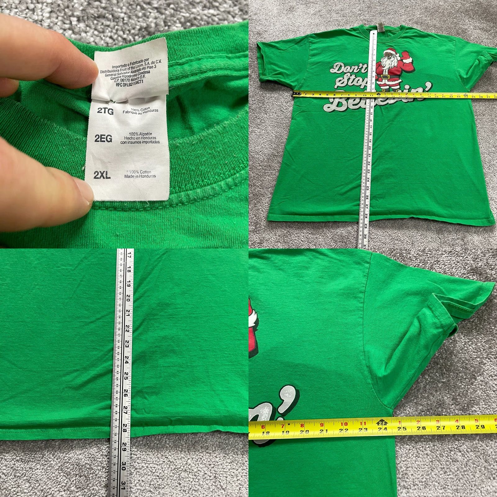 Fruit Of The Loom Fruit Of The Loom Unisex T-Shirt 2XL Green Christmas Holiday Heavy Cotton Tee Size US XXL / EU 58 / 5 - 8 Thumbnail