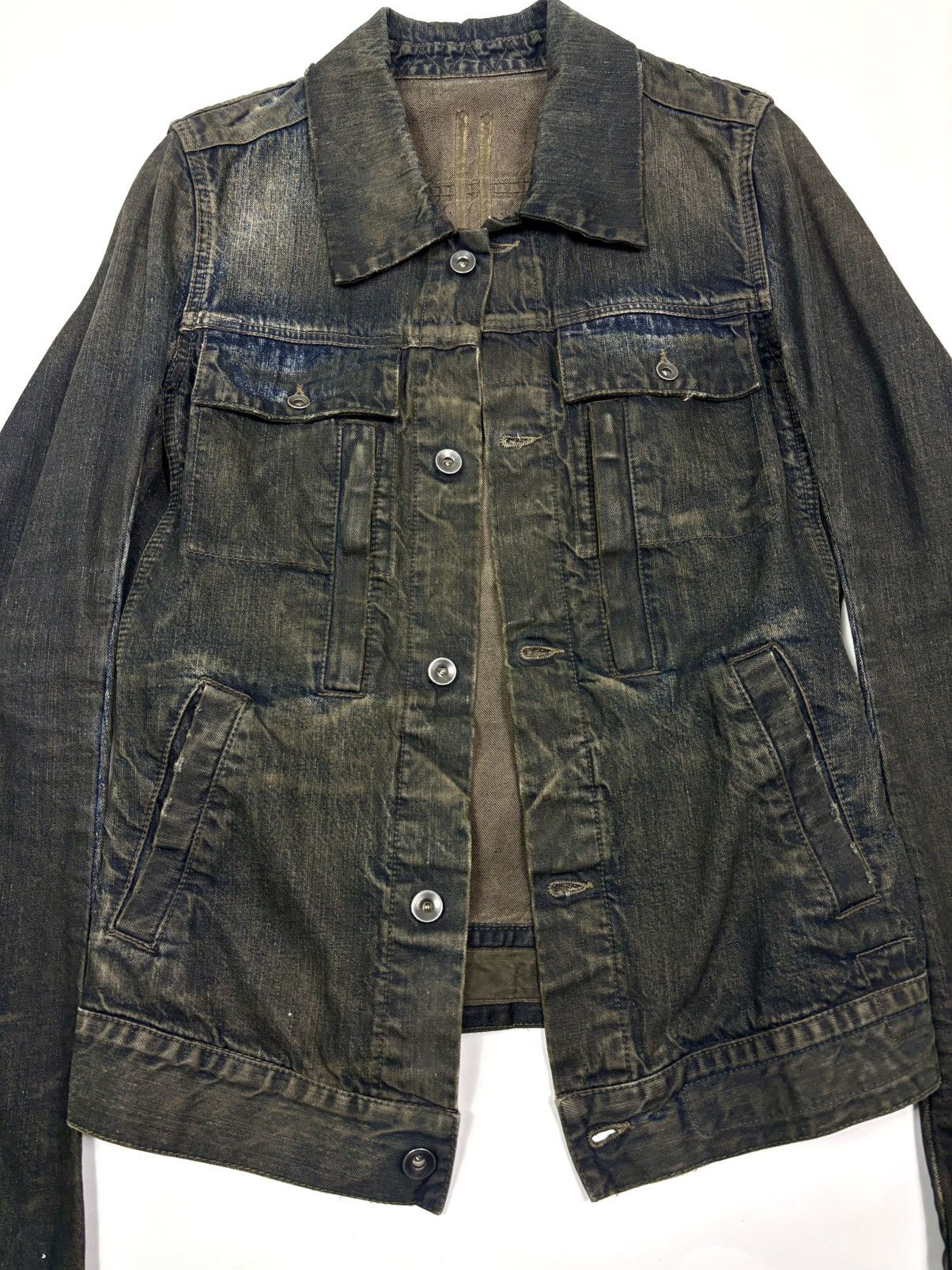 Rick Owens Rick Owens FW07 Exploder Mud Dust Wash Trucker Denim Jacket Size US XS / EU 42 / 0 - 7 Thumbnail