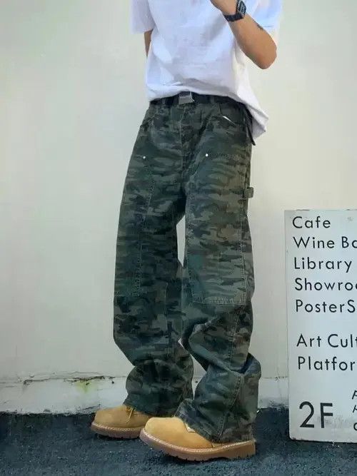 Designer × Vintage faded camo hiphop baggy carpenter pants Size US 32 / EU 48 - 2 Thumbnail