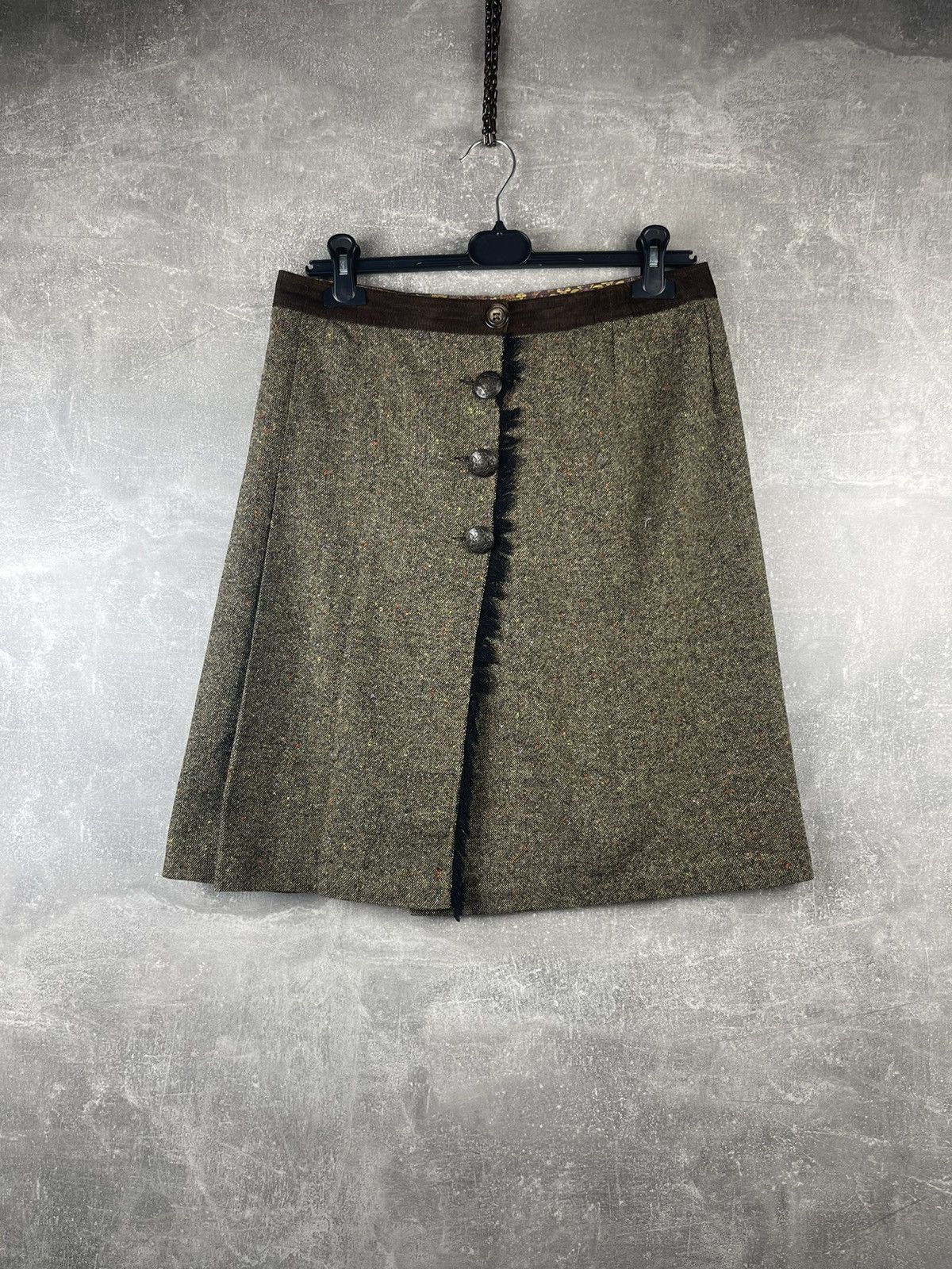 Dolce & Gabbana Dolce&Gabbana Vintage Archives Brown Tweed Buttons Skirt Size 30" / US 8 / IT 44 - 1 Thumbnail