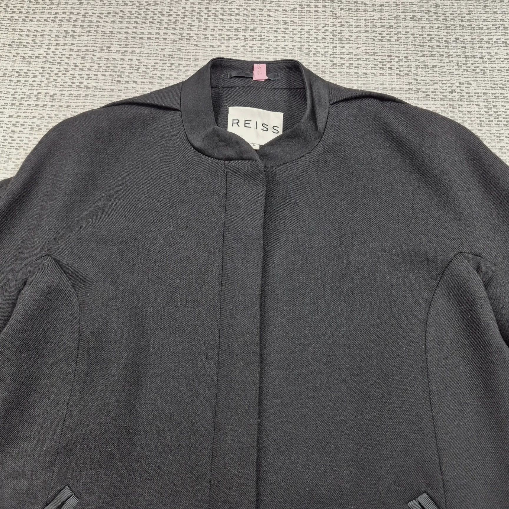 Reiss REISS Mora Jacket Womens Medium Black Wool Blend Zip Front Lined Pockets Jacket Size M / US 6-8 / IT 42-44 - 4 Thumbnail