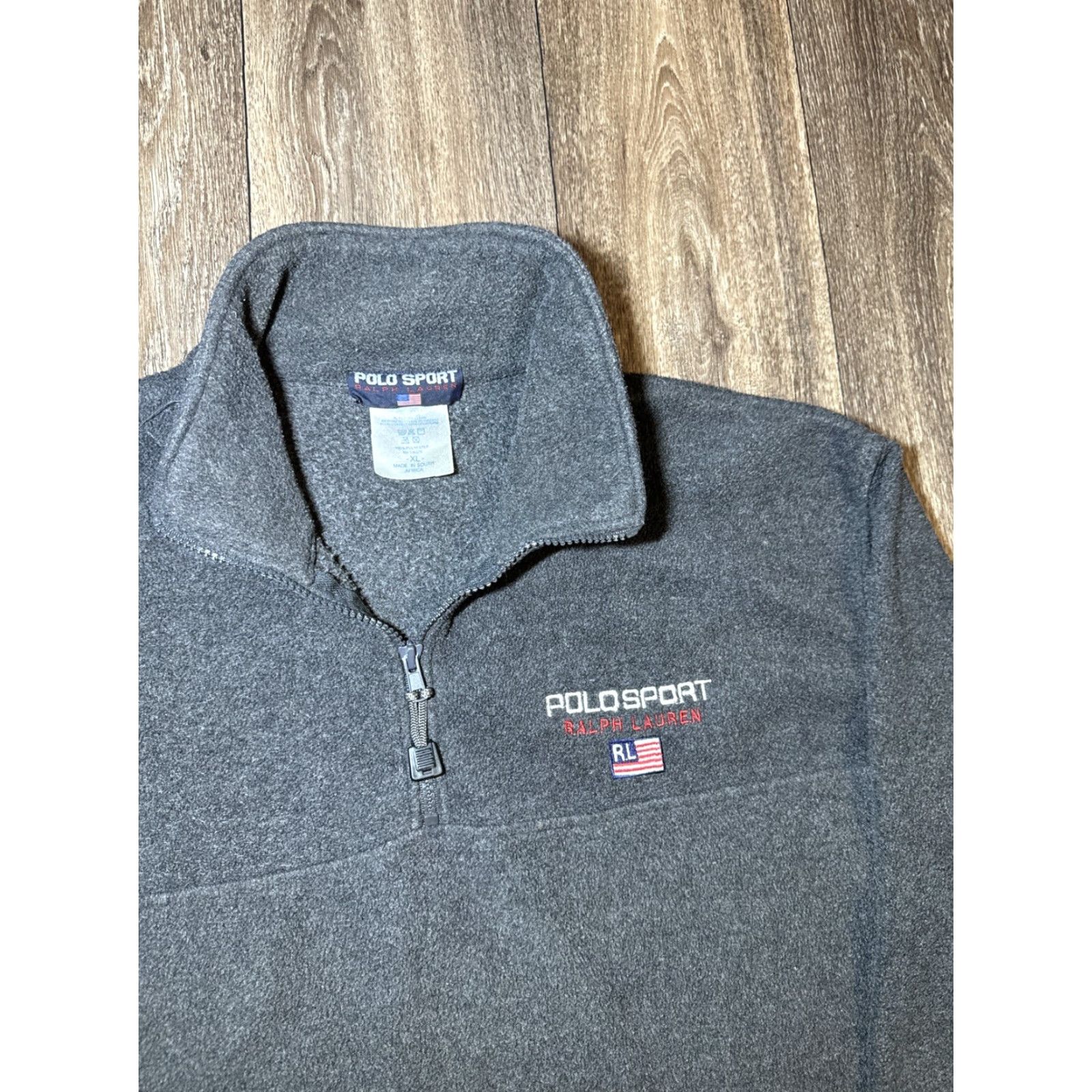 Polo Ralph Lauren VINTAGE Ralph Lauren Sport Polo Shirt Sweatshirt Gray XL Mens 90s Quarter Zip Fleece Pullover Size US XL / EU 56 / 4 - 3 Thumbnail