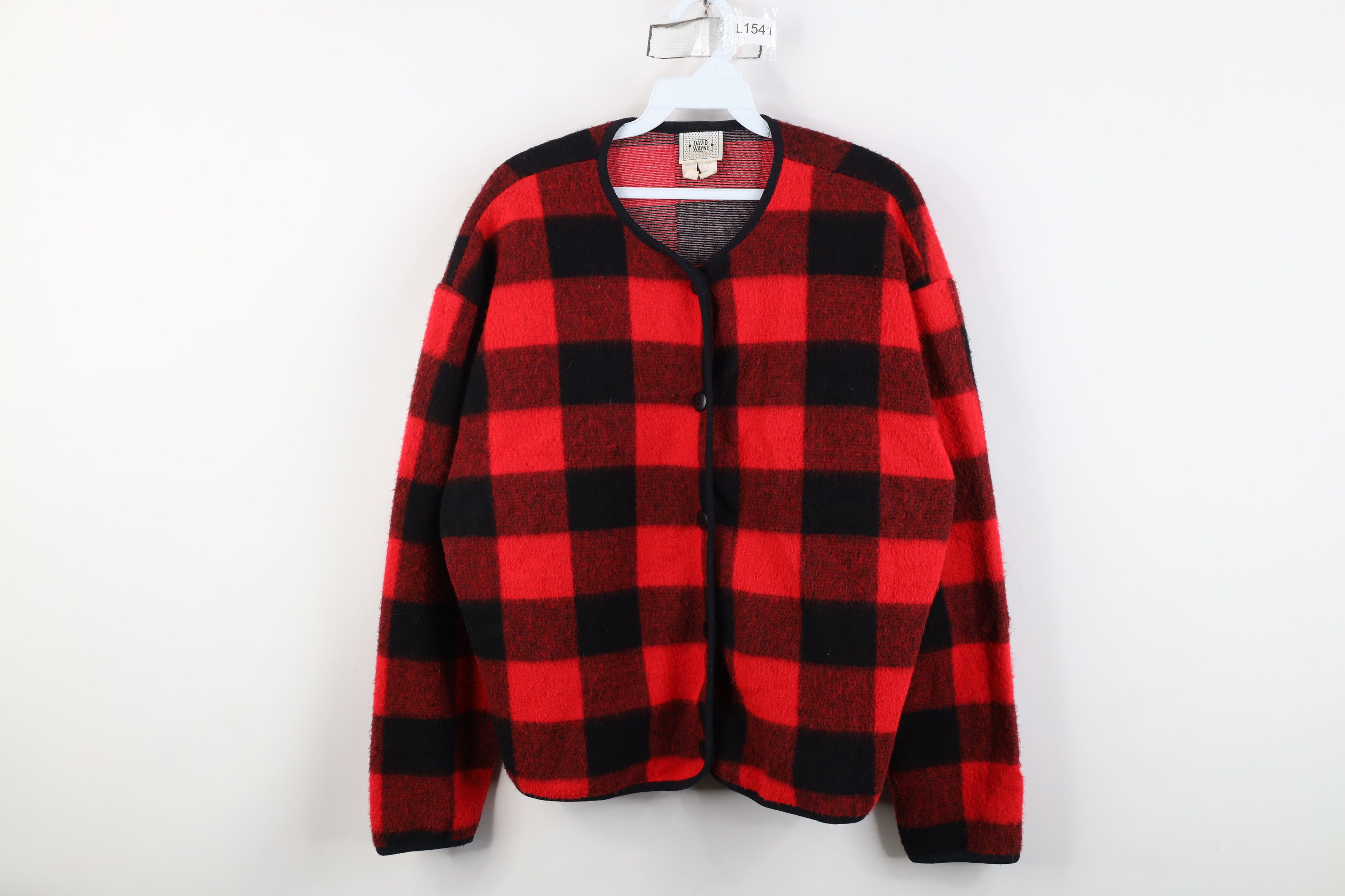 Vintage Vintage 90s Streetwear Plaid Fleece Cardigan Sweater USA Size M / US 6-8 / IT 42-44 - 1 Thumbnail