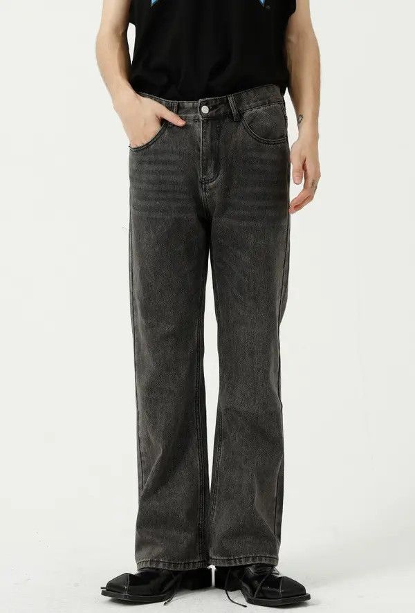 Japanese Brand Fuyuka x Kida Gray washed trendy personality straight jeans Size US 32 / EU 48 - 4 Thumbnail