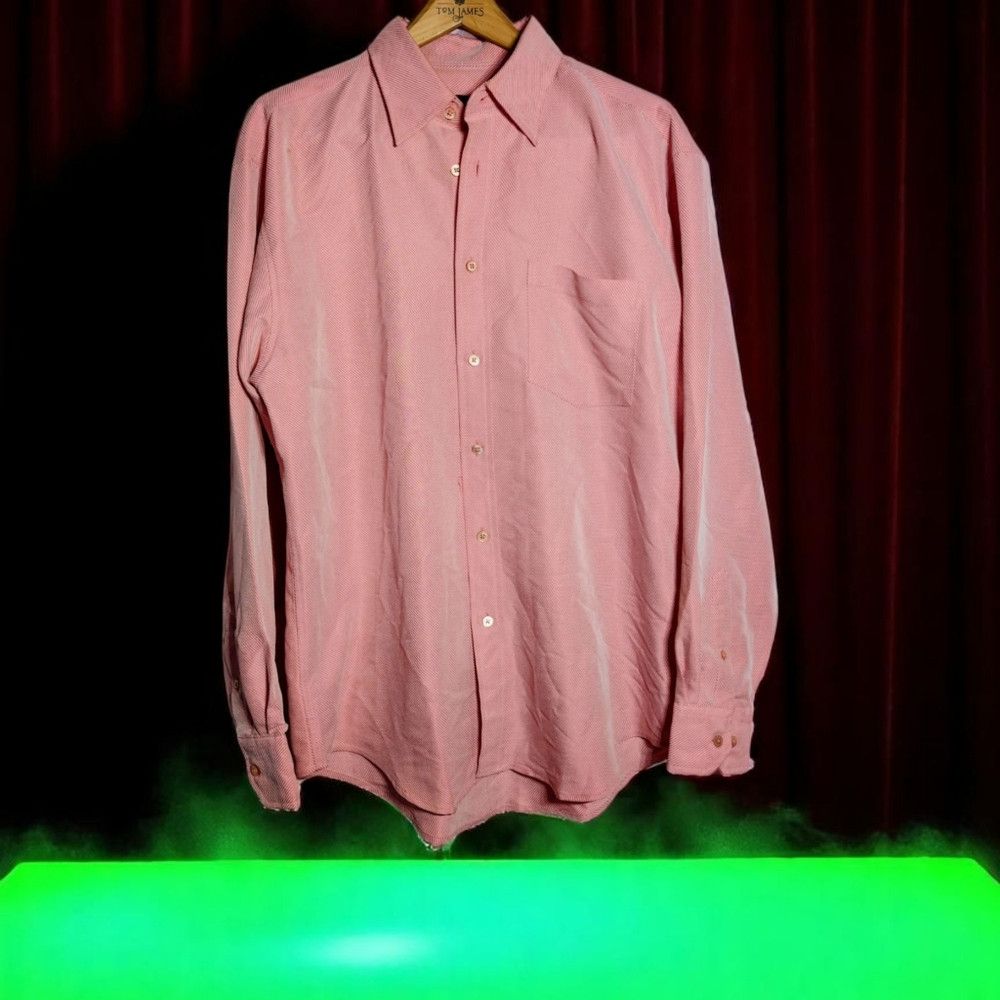 BUGATCHI Bugatchi Uomo Sz L Men's Pink Casual Shirt Tiny Diagonal S Size US L / EU 52-54 / 3 - 1 Thumbnail