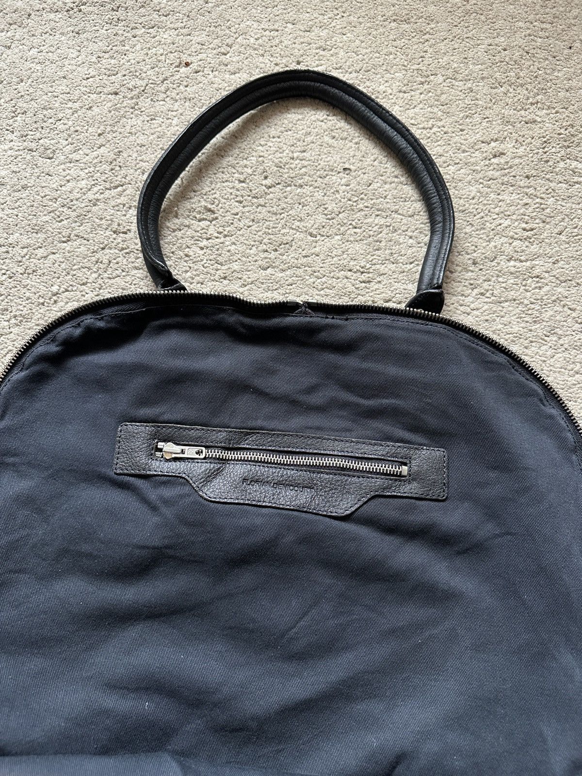 Comme des Garcons Homme Plus 2000s Florian Denicourt Black Leather & Linen Tote Bag Size ONE SIZE - 7 Thumbnail