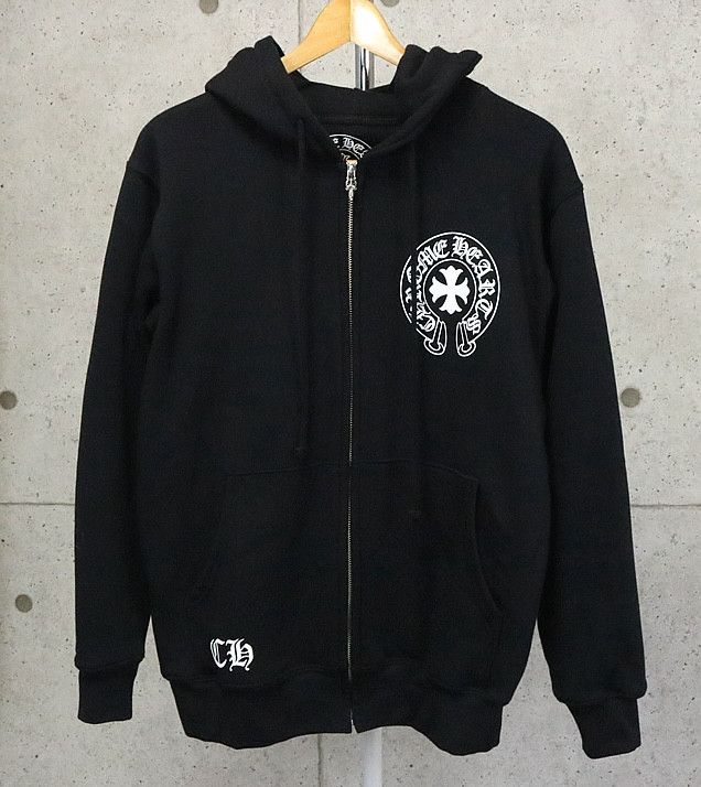 image of Chrome Hearts Old English Thermal Dagger Zip Up in Black, Men's (Size Medium)