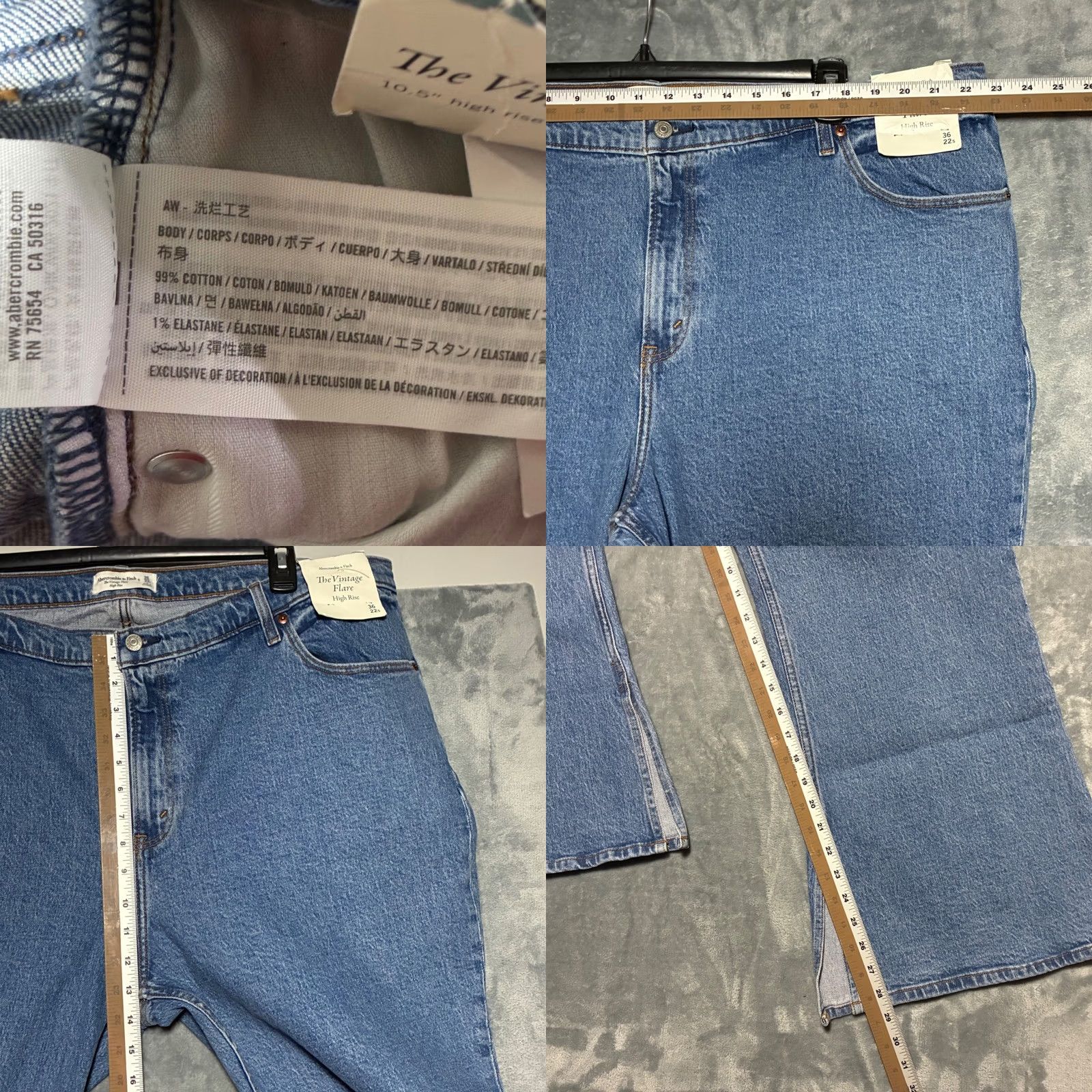 Abercrombie & Fitch NWT Abercrombie & Fitch Vintage Flare Jeans Women High Rise Blue 22S Size 40" / US 18 - 8 Thumbnail