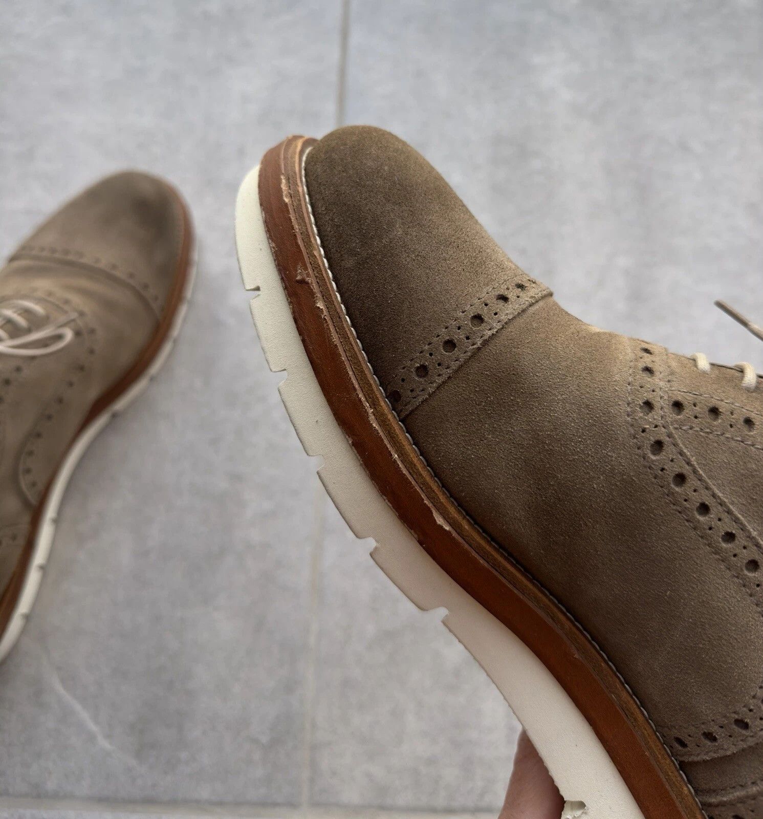 Doucal's Doucal's Doucals Italy Brogue Oxford Mens Dress Shoes Suede Size US 11 / EU 44 - 10 Thumbnail