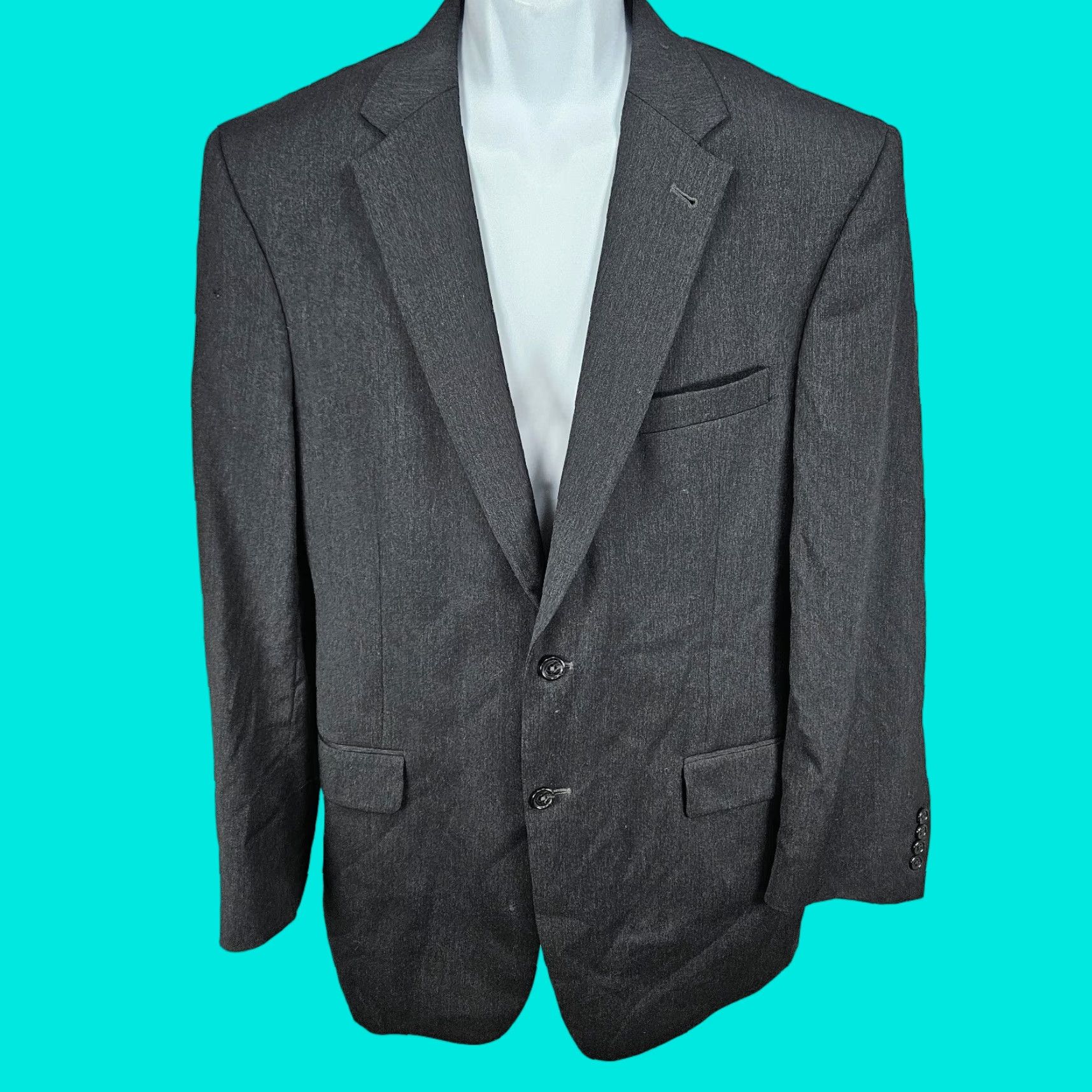 Jos. A. Bank Jos A Bank Grey 100% Wool Signature Tailored Fit Button Blazer Sport Coat 42L Jacket Blazer Mens Size 44R - 1 Thumbnail
