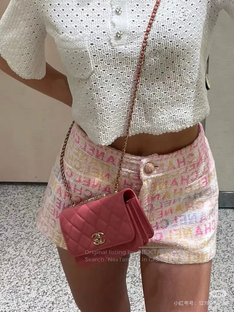 Chanel 24c pink logo shorts