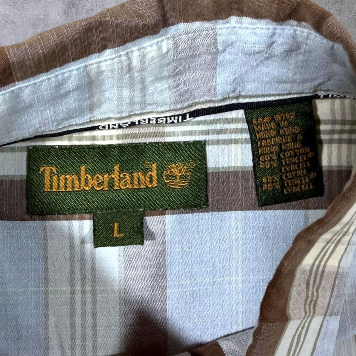 Timberland VINTAGE Timberland Blue Brown Cream Plaid Check Short Sleeve Shirt Large XL Mens Button-Up Casual) Size US L / EU 52-54 / 3 - 3 Thumbnail