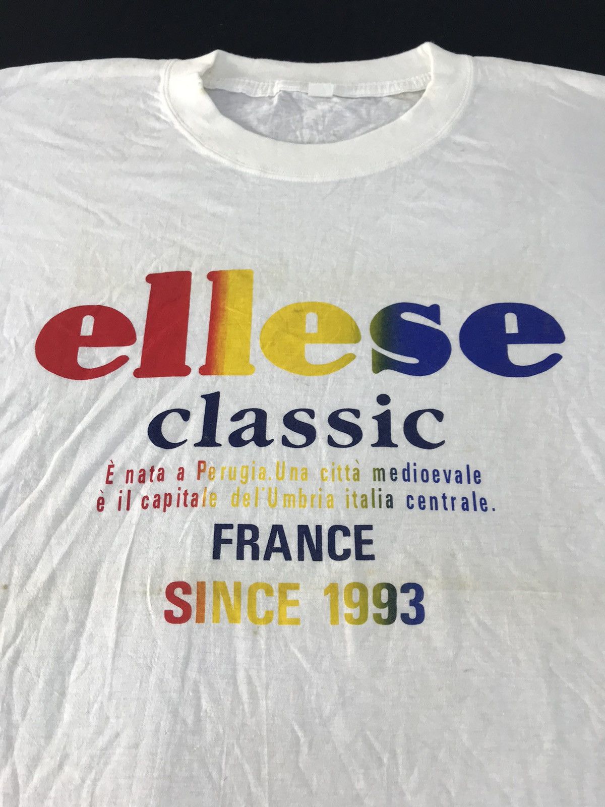Ellesse × Vintage 90s Hype Ellesse Classic France Since 93 Rainbow Design Tee Size US M / EU 48-50 / 2 - 3 Thumbnail