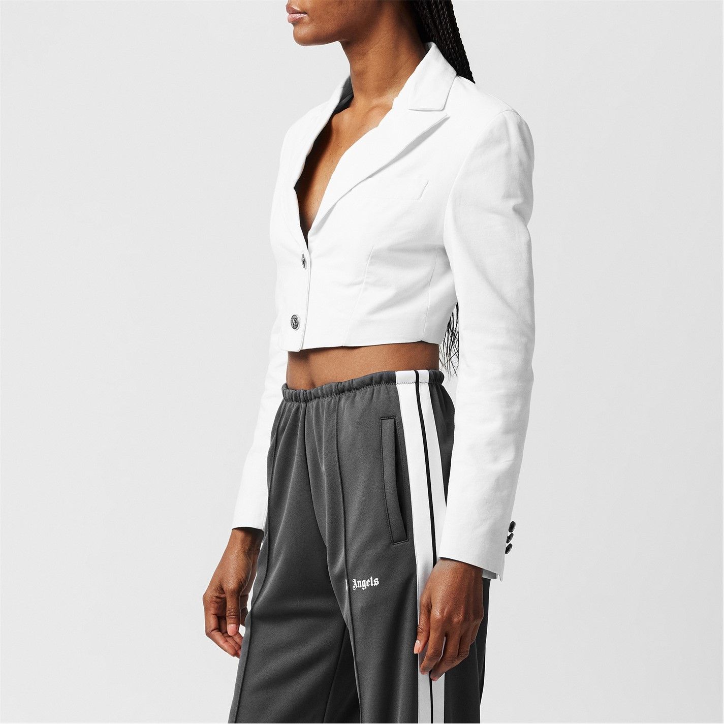 Palm Angels o1g2r1mq0325 Cropped Blazer in White Size L / US 10 / IT 46 - 4 Thumbnail