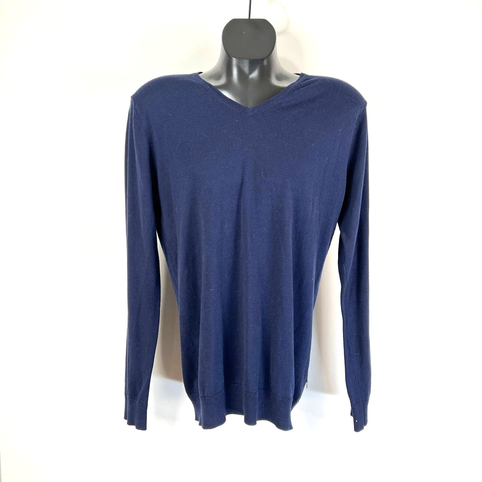 Scotch & Soda Scotch & Soda V Neck Sweater Cotton Navy Blue Long Sleeves Size US L / EU 52-54 / 3 - 1 Thumbnail