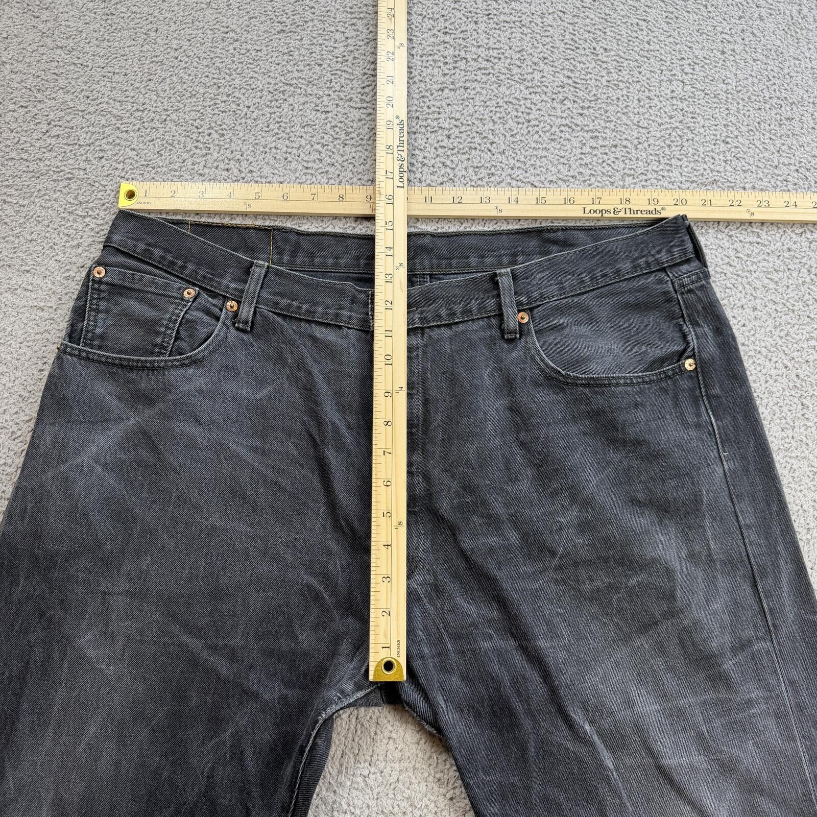 Levi's Levi's 501 Jeans Mens 42x30 Black Faded Straight Leg Classic Size US 42 / EU 58 - 3 Thumbnail