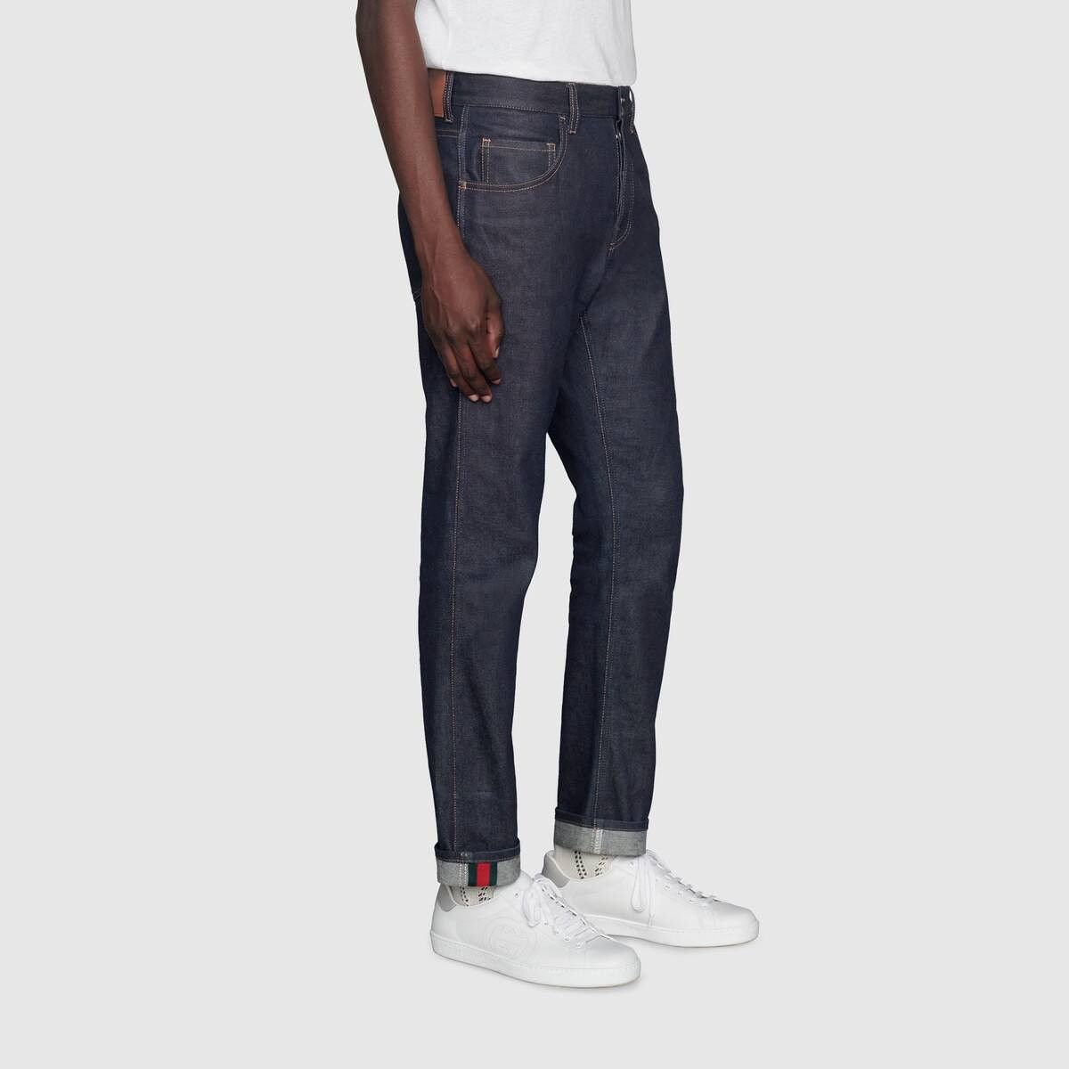 Gucci o1mt1gz0725 Tapered Jeans With Web in Dark Blue Size US 26 / EU 42 - 5 Thumbnail