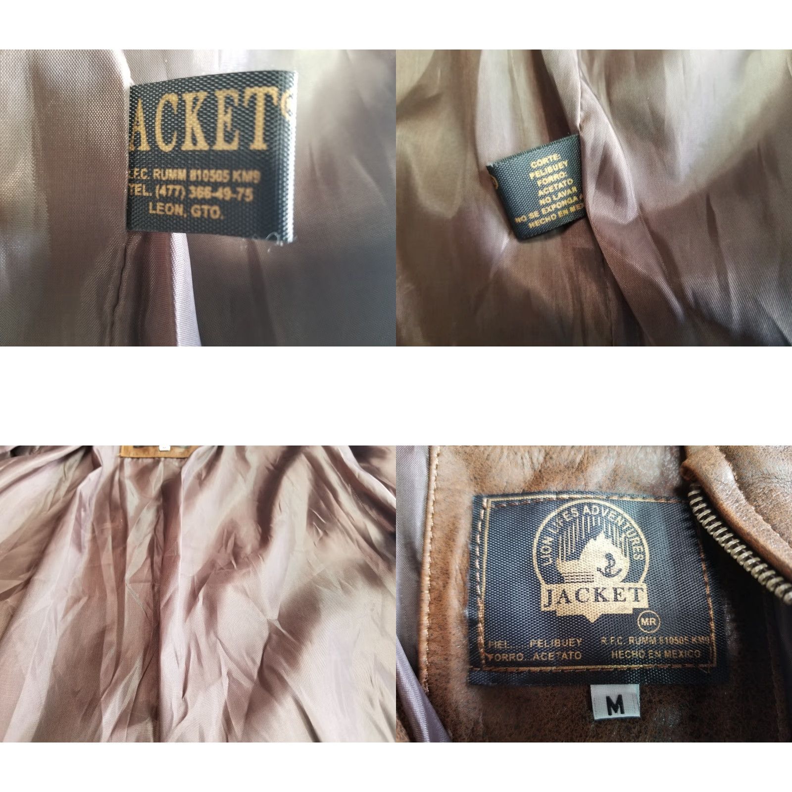 Vintage Lions Lifes Adventures Jacket Moto Womens Medium Leather Brown Zip Up Size M / US 6-8 / IT 42-44 - 8 Thumbnail