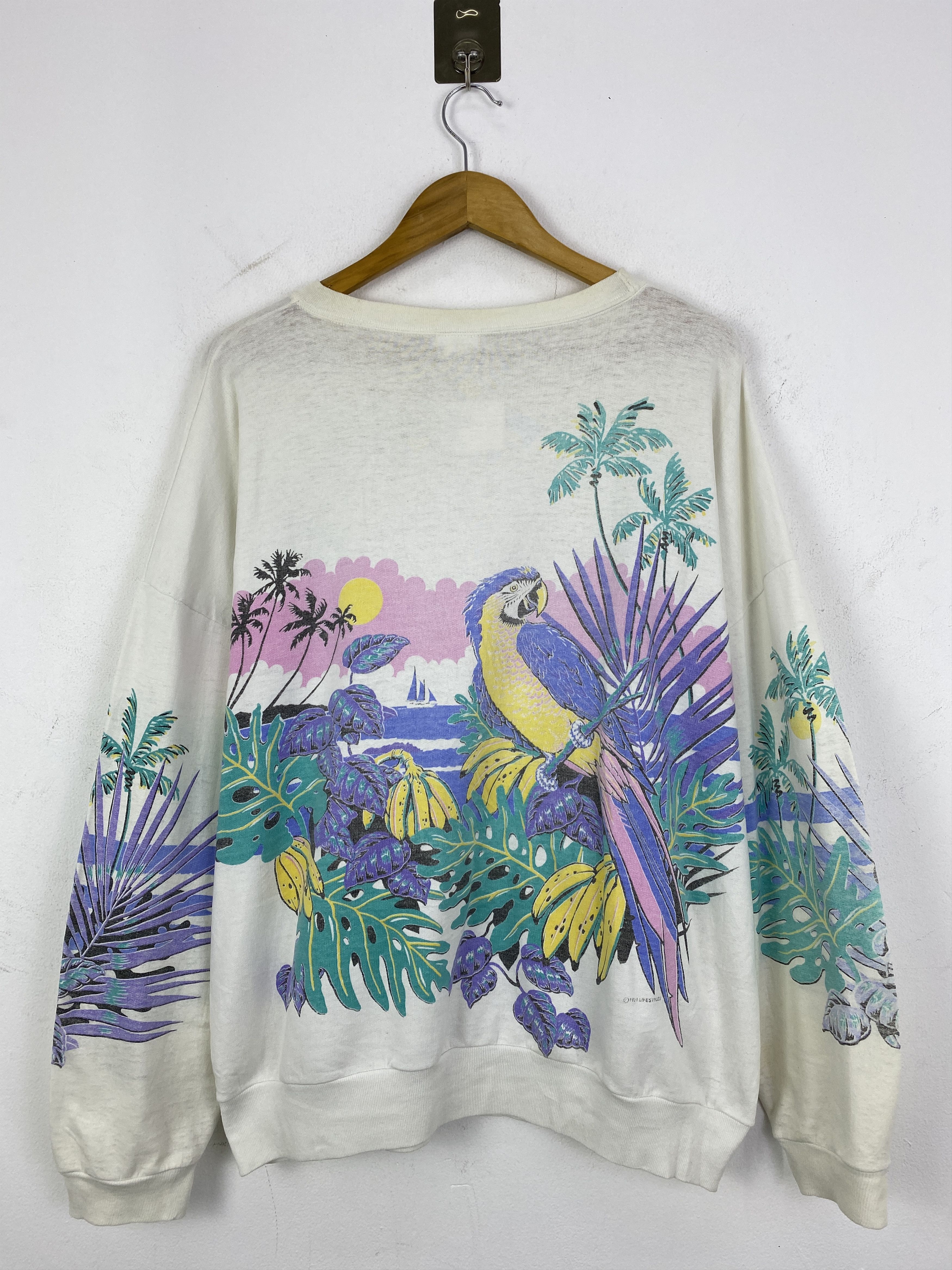 Vintage Vintage 90s Maui All overprinted Pullover Sweatshirt SH0219 Size US L / EU 52-54 / 3 - 3 Thumbnail