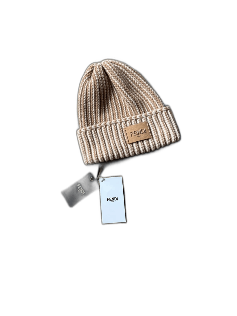 Fendi FENDI Logo Wool Beanie Hat Beige Color Size ONE SIZE - 1 Thumbnail