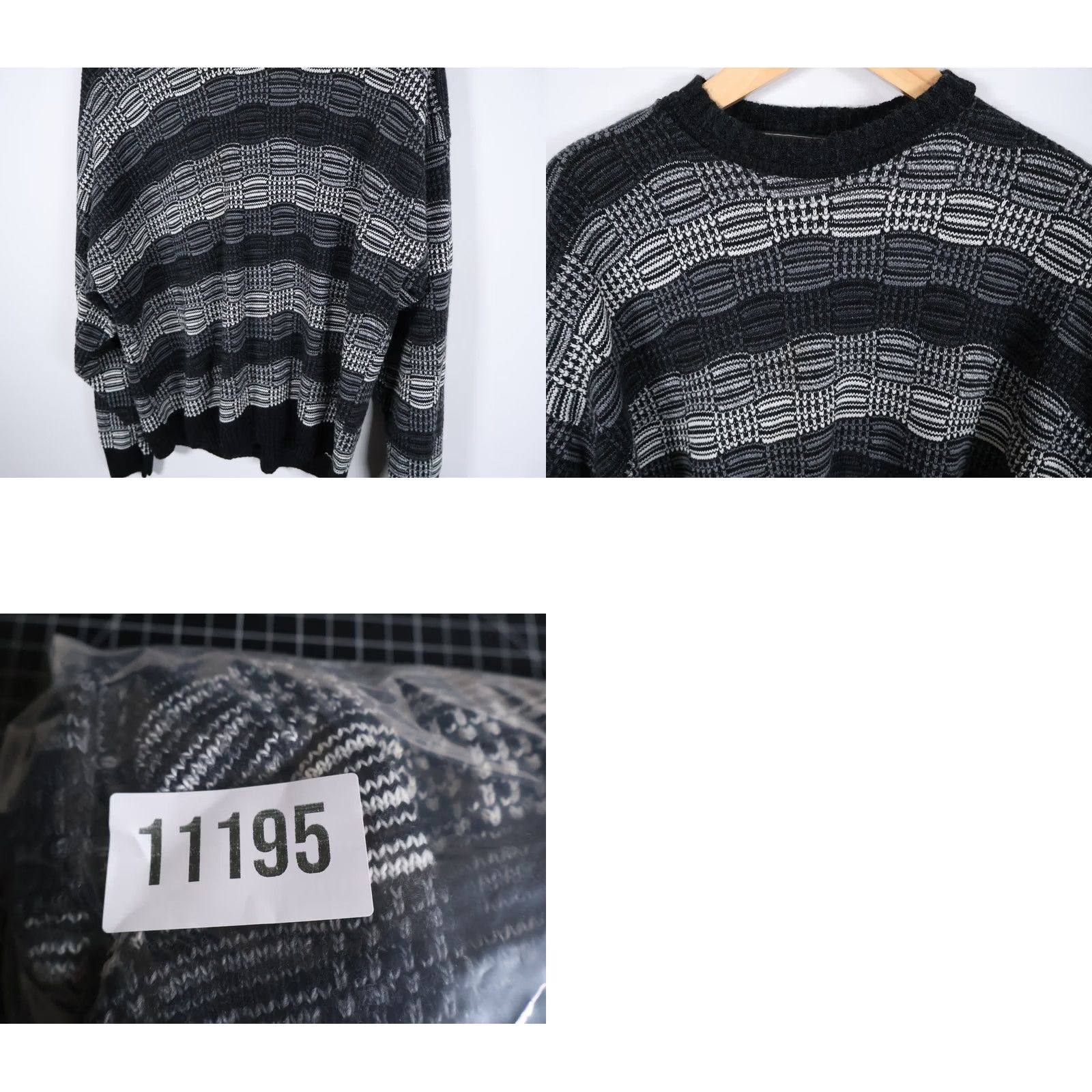 Vintage VINTAGE David Taylor Sweater Mens XL Gray Black Textured Stripe Knit USA Made VTG Size US XL / EU 56 / 4 - 8 Thumbnail