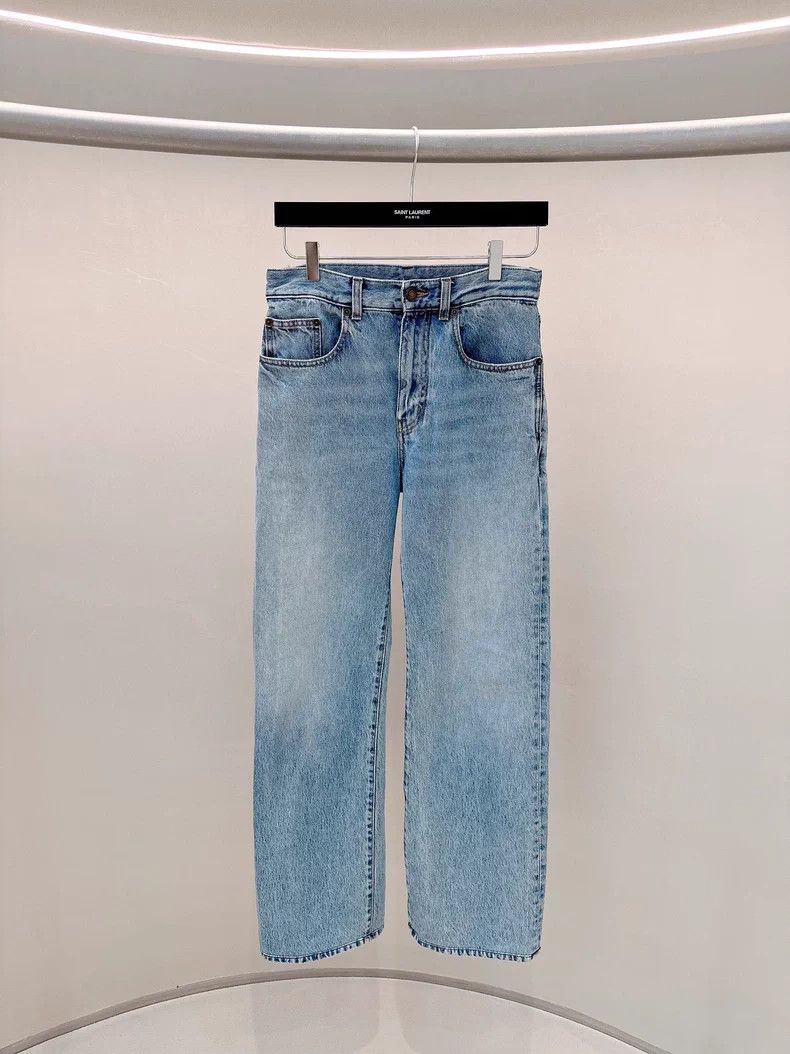 Saint Laurent Paris Saint Laurent Paris Light Denim Wide Leg Pants Size US 29 - 1 Thumbnail